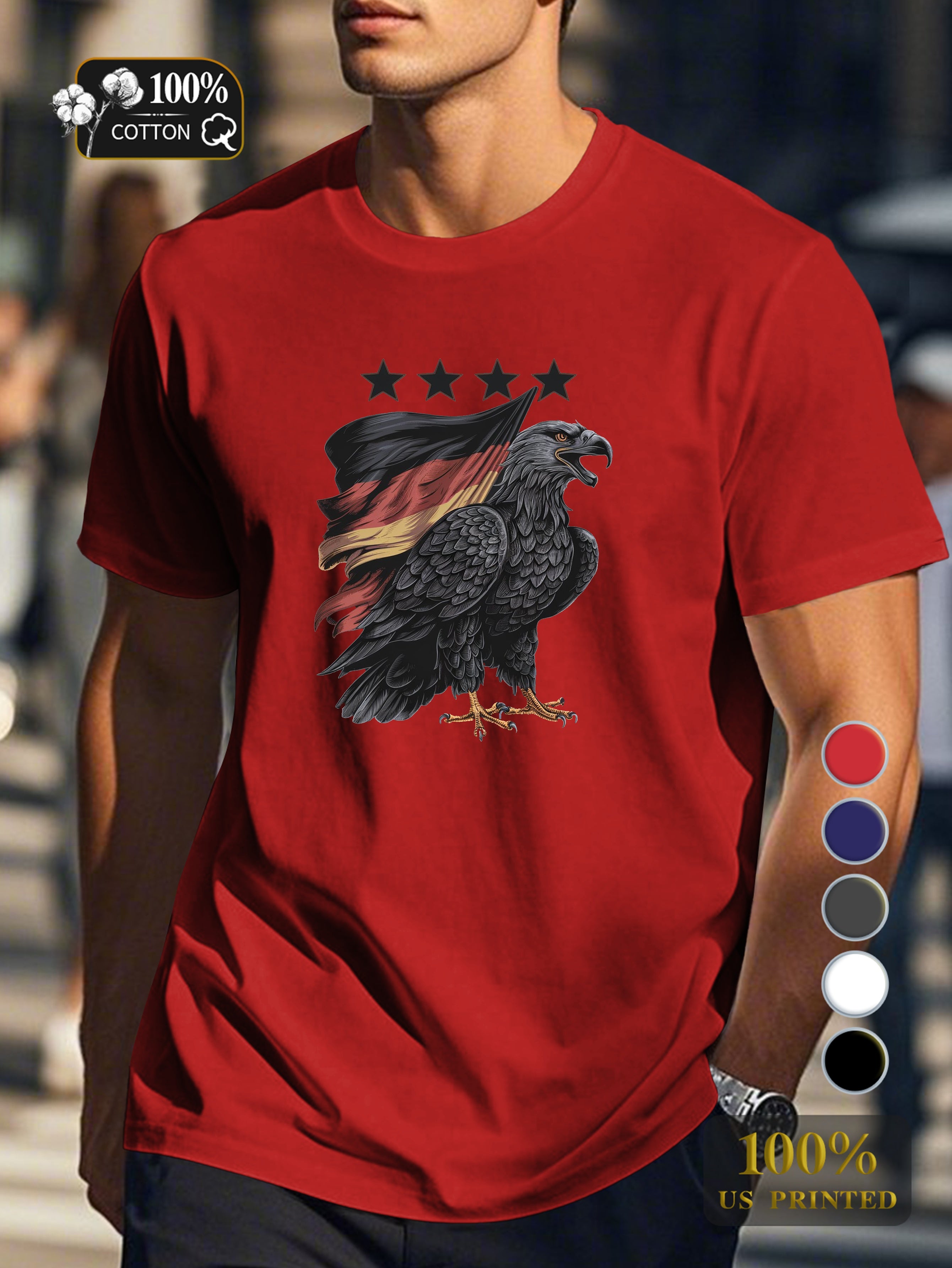 eagle with German flag Men's pure cotton Tshirt Comfort Fit
