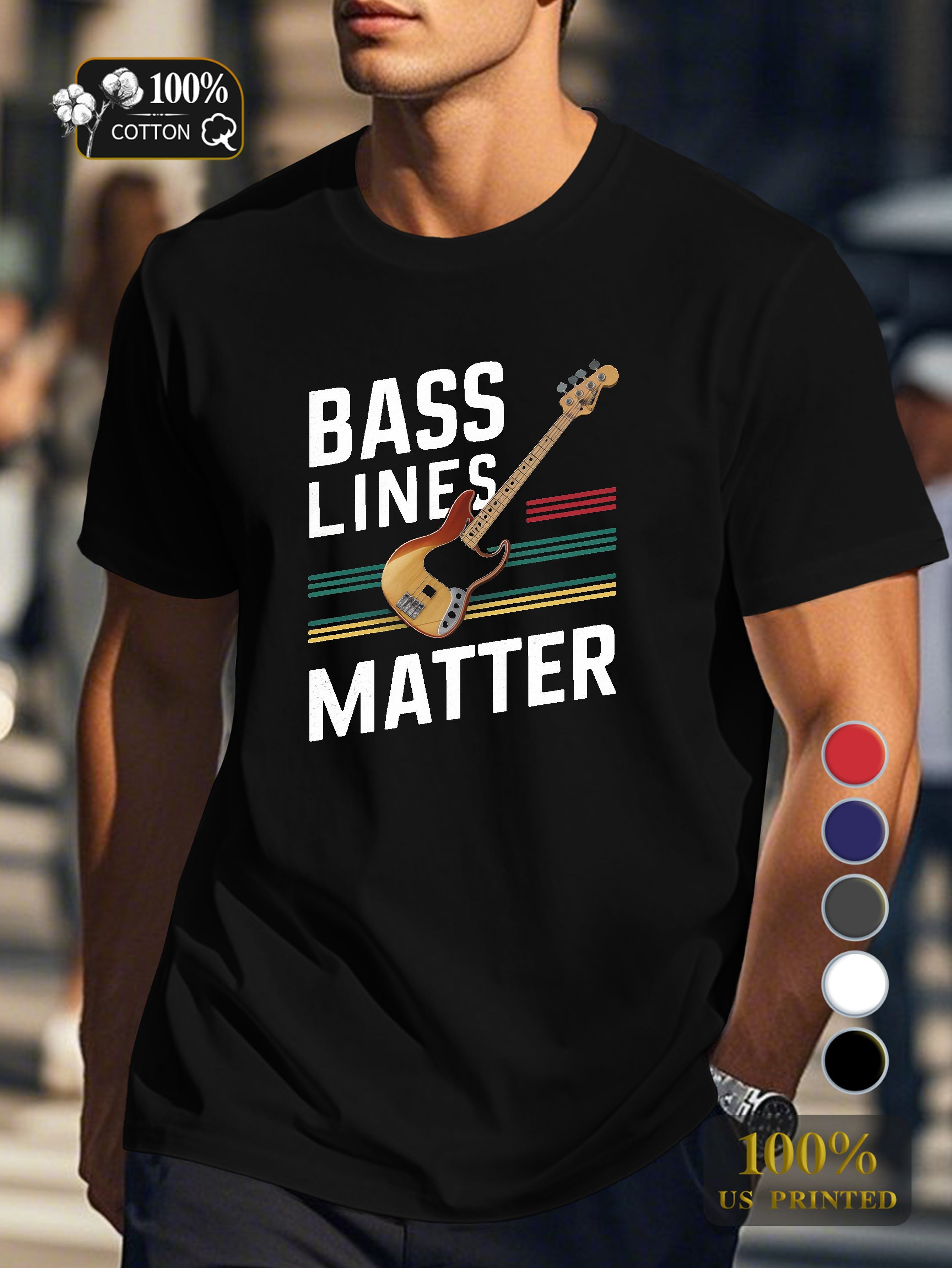 bass lines matter Men's pure cotton Tshirt Comfort Fit