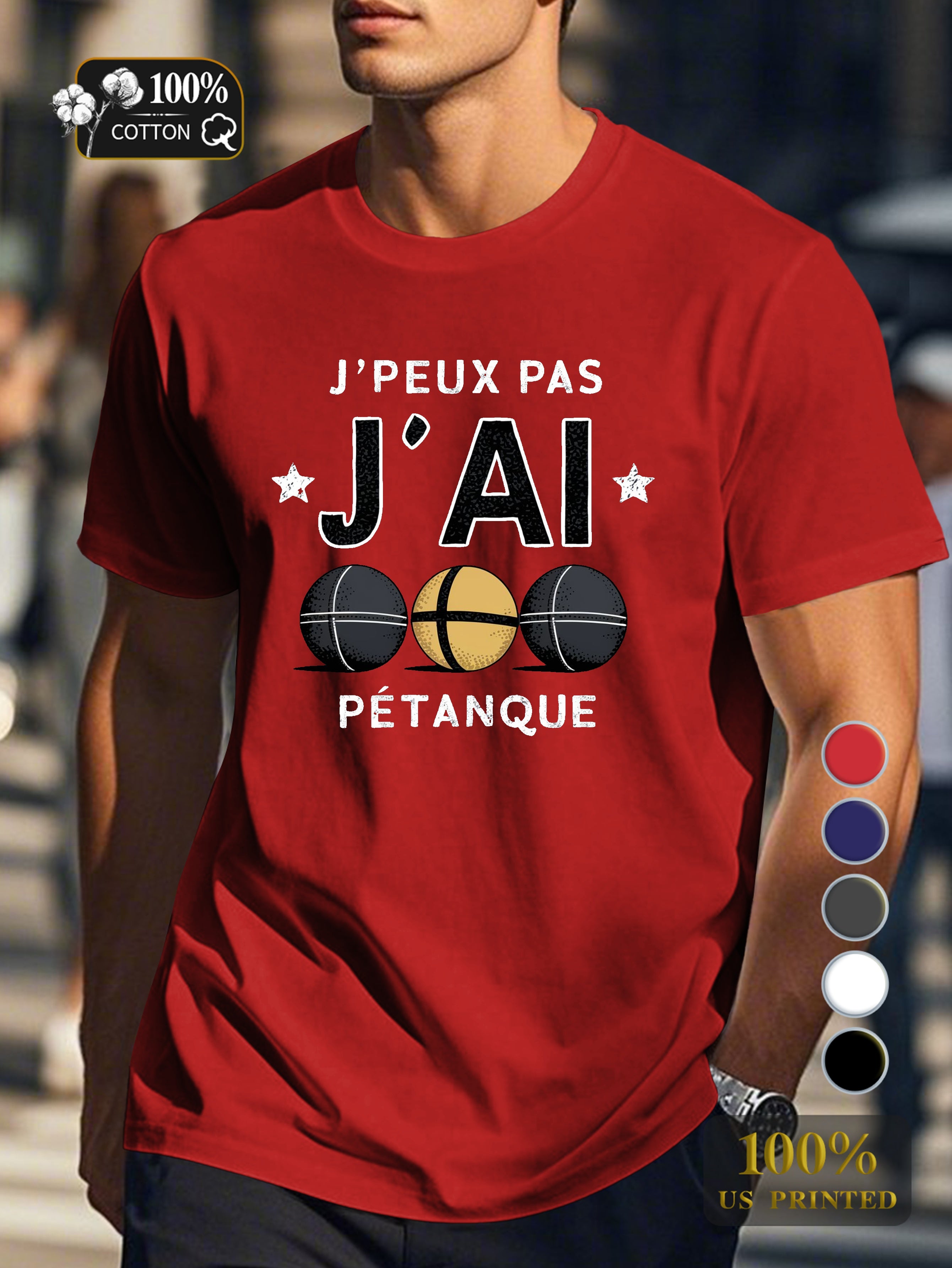 I CAN T I HAVE PETANQUE Men's pure cotton Tshirt Comfort Fit