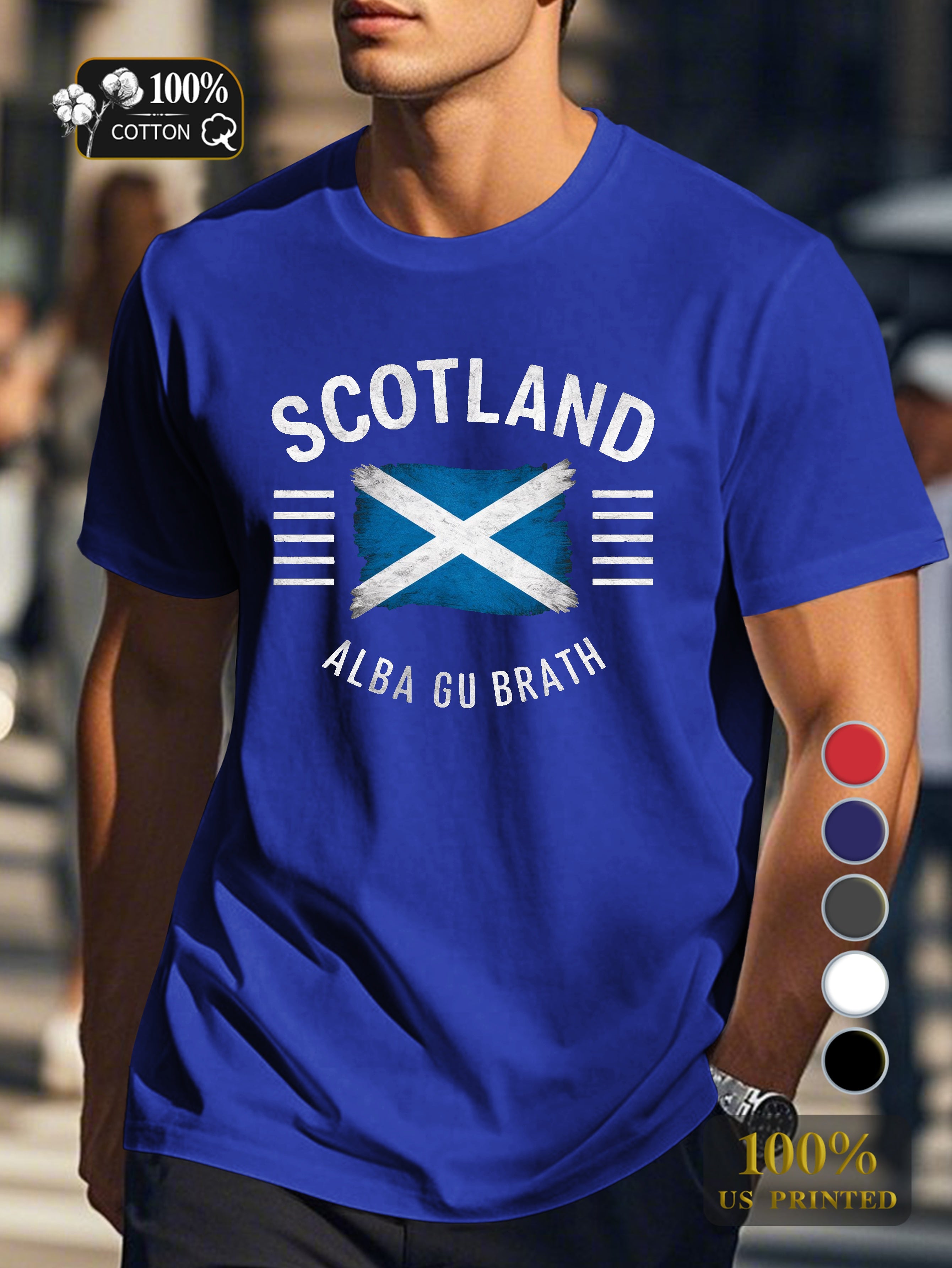 SCOTLAND with Scottish flag Men's pure cotton Tshirt Comfort Fit