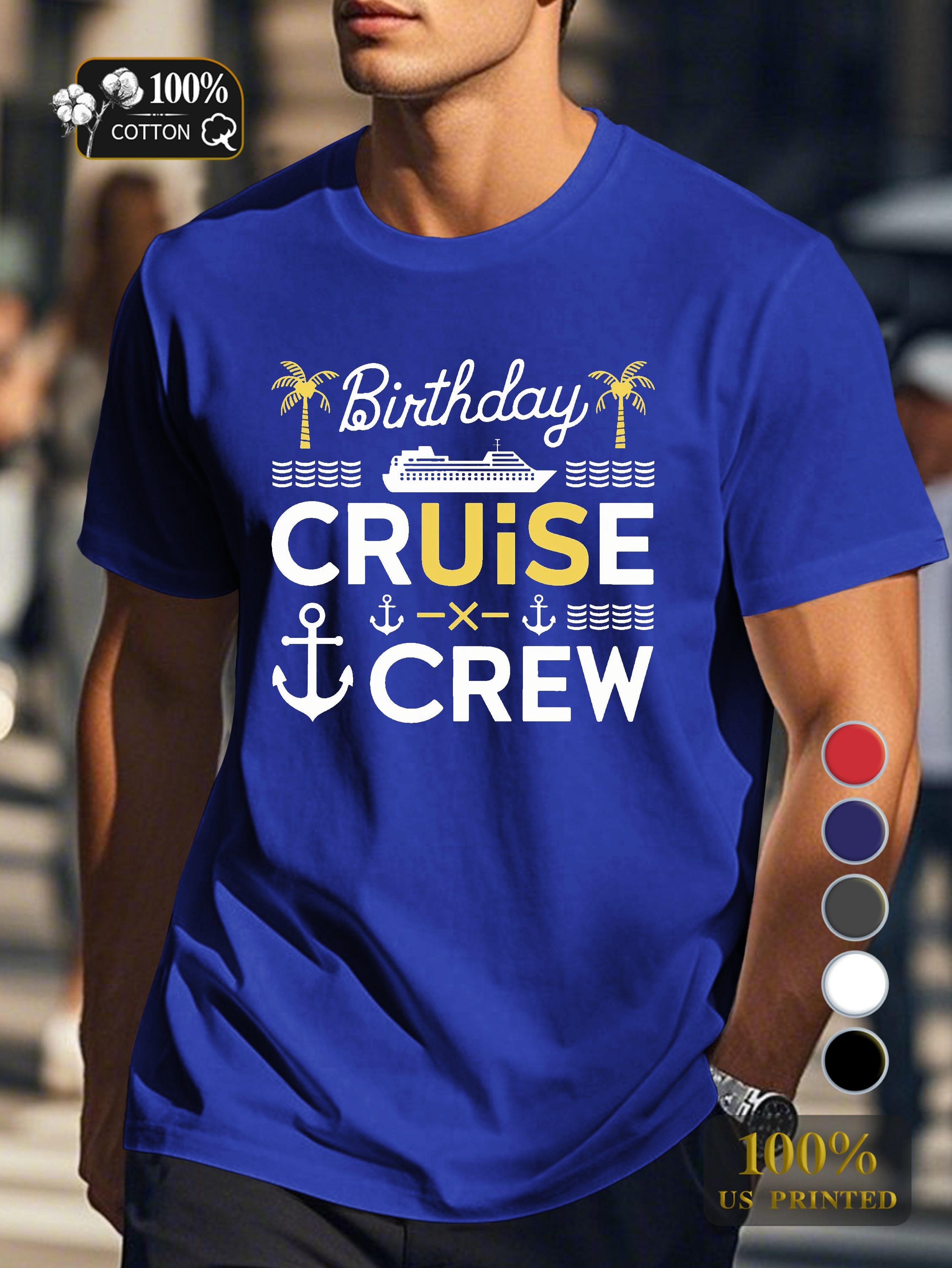 Birthday cruise celebration design Men's pure cotton Tshirt Comfort Fit