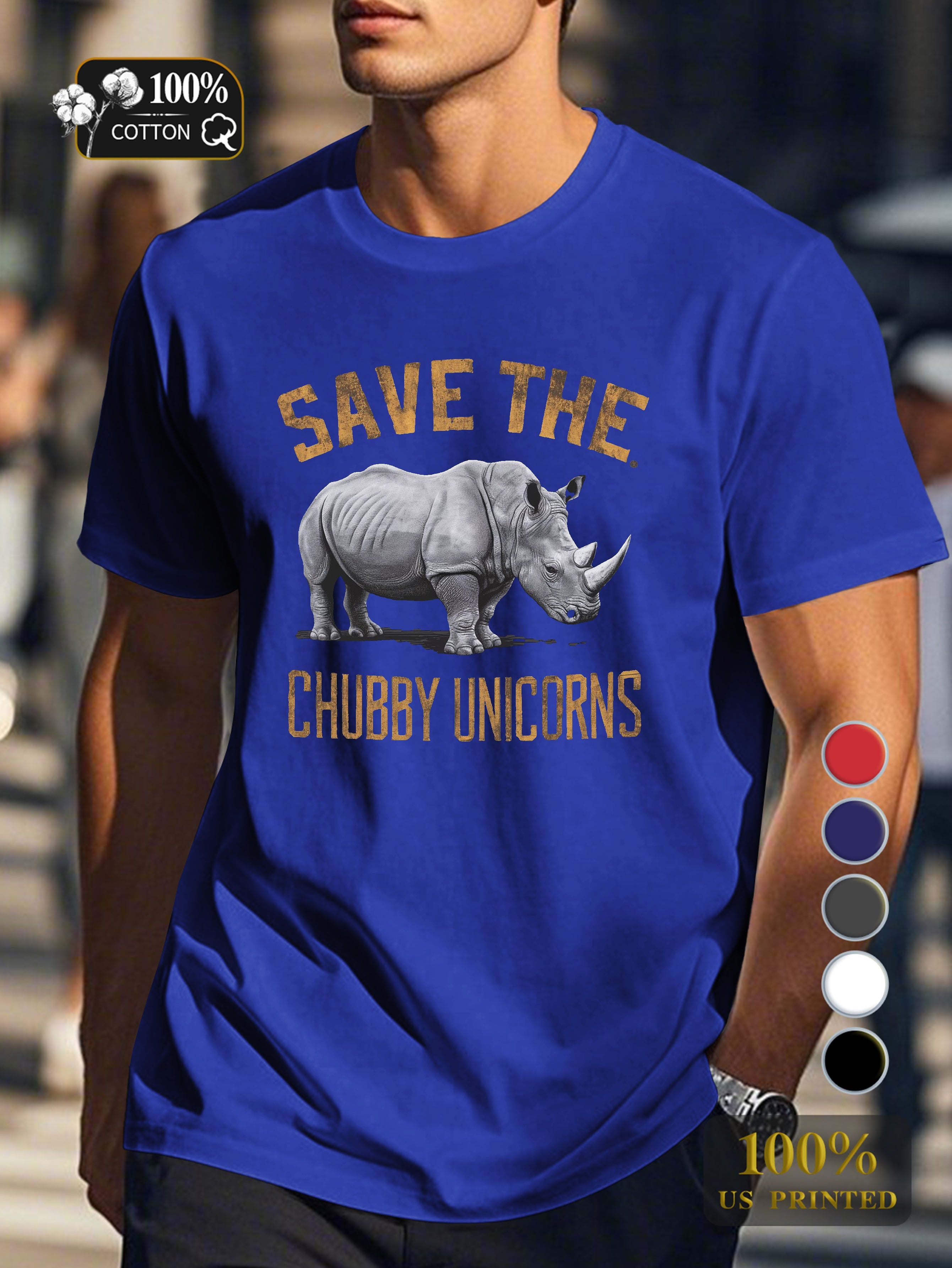 SAVE THE CHUBBY UNICORNS Men's pure cotton Tshirt Comfort Fit