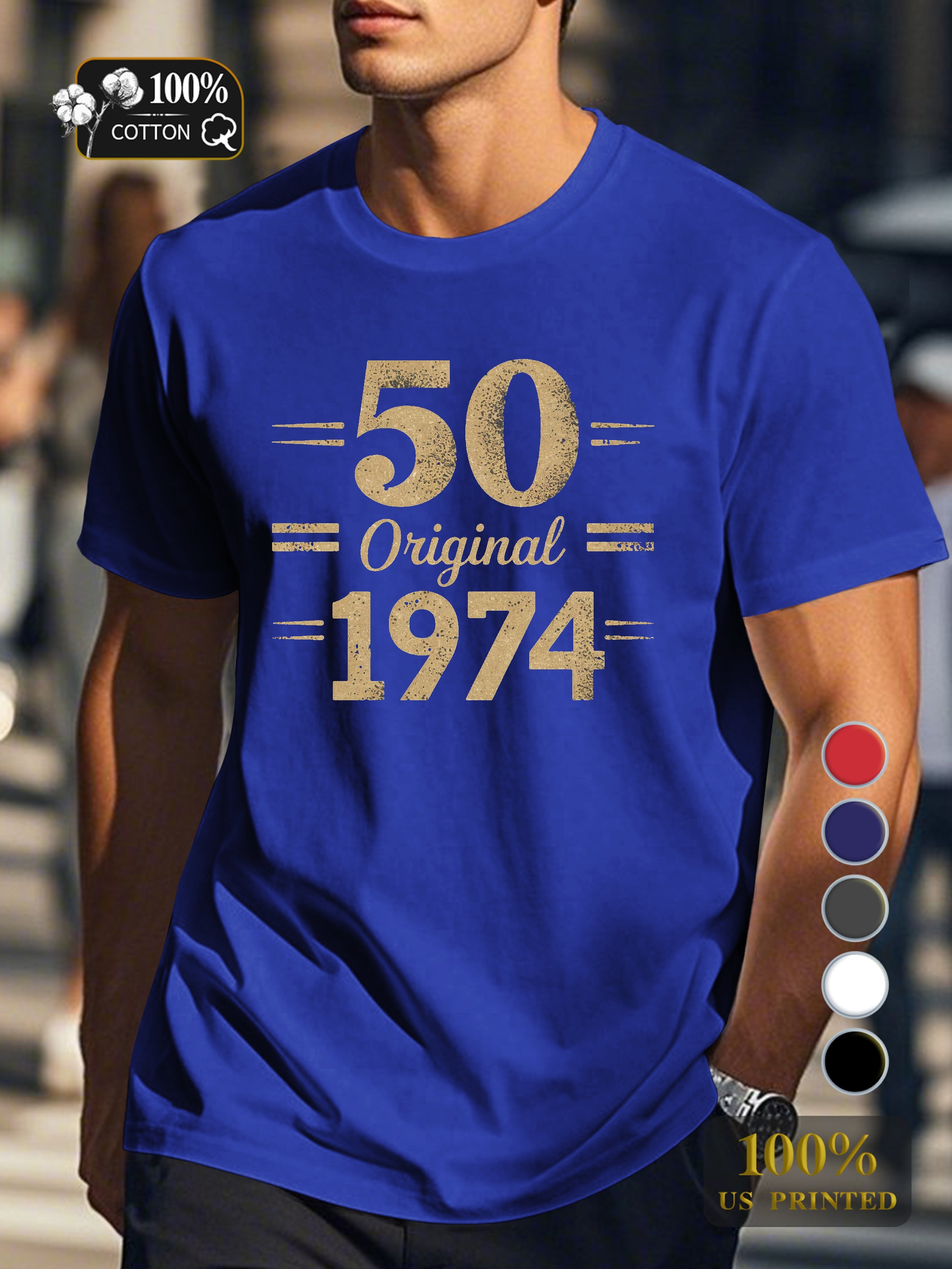 50 Original 1974 Men's pure cotton Tshirt Comfort Fit