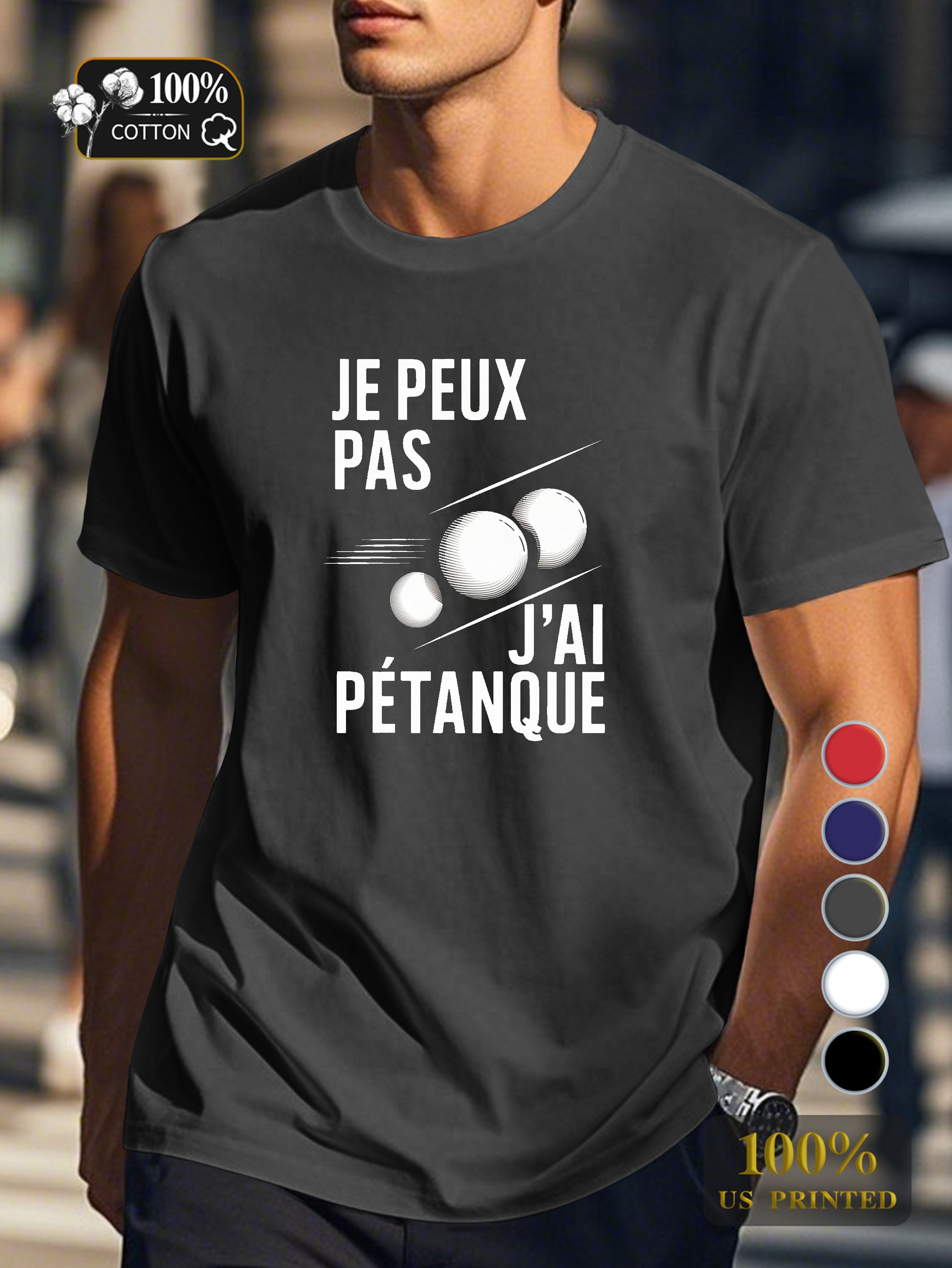 I CAN T I HAVE PETANQUE Men's pure cotton Tshirt Comfort Fit