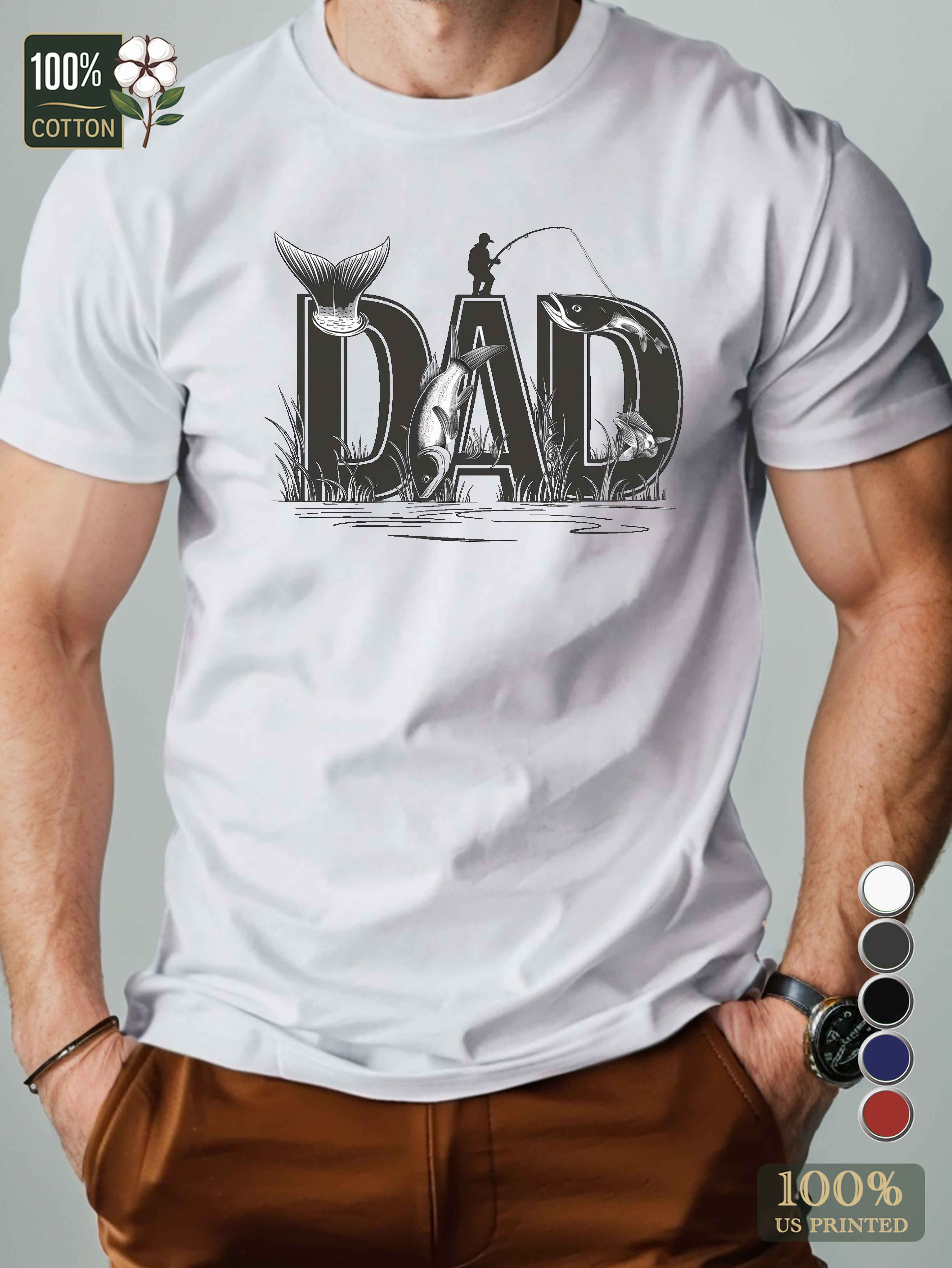 DAD fishing typography illustration Men's pure cotton Tshirt Comfort Fit