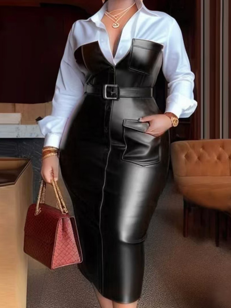 Classy Faux Leather Dress