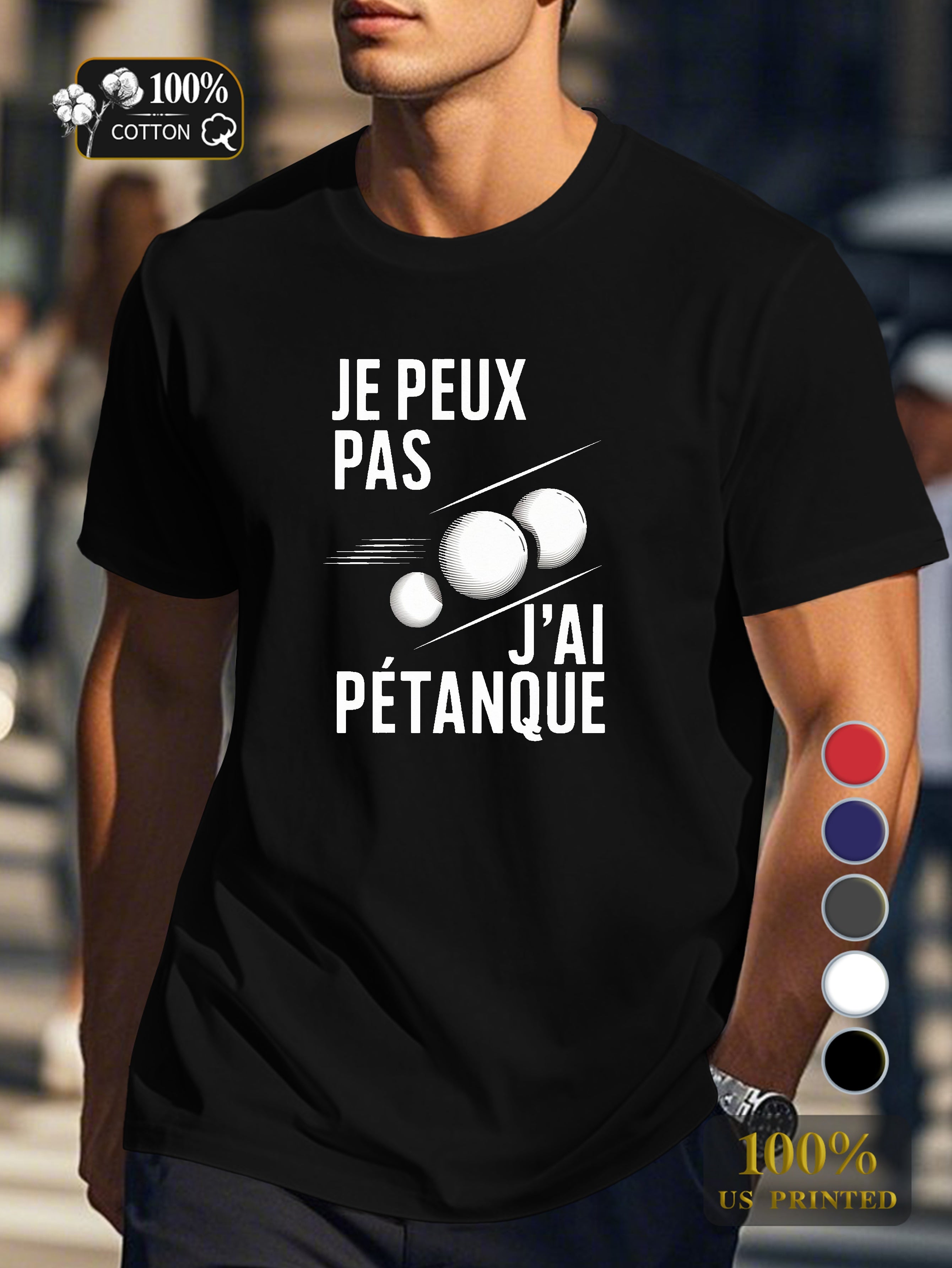I CAN T I HAVE PETANQUE Men's pure cotton Tshirt Comfort Fit