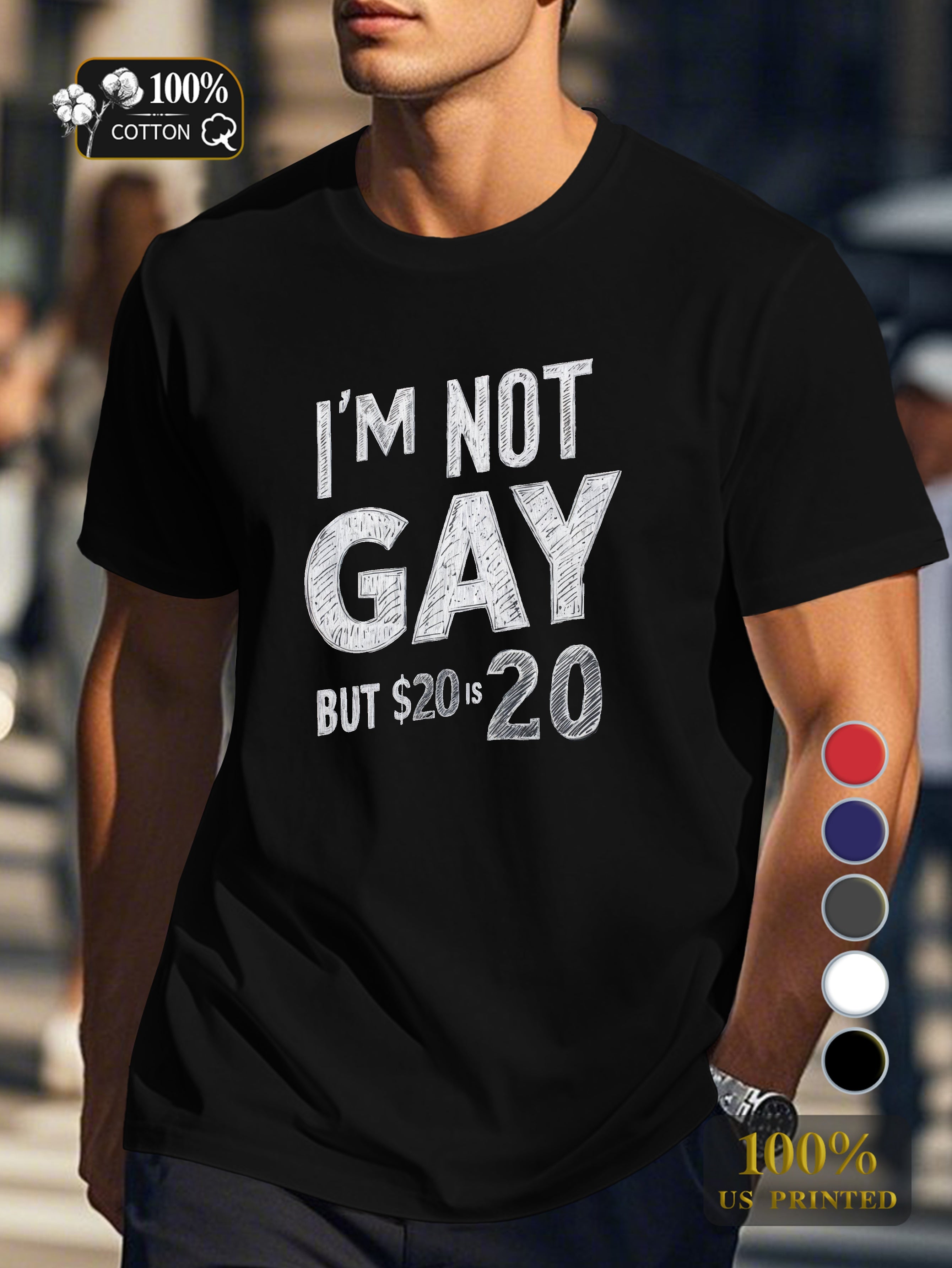 I M NOT GAY BUT illustration Men's pure cotton Tshirt Comfort Fit