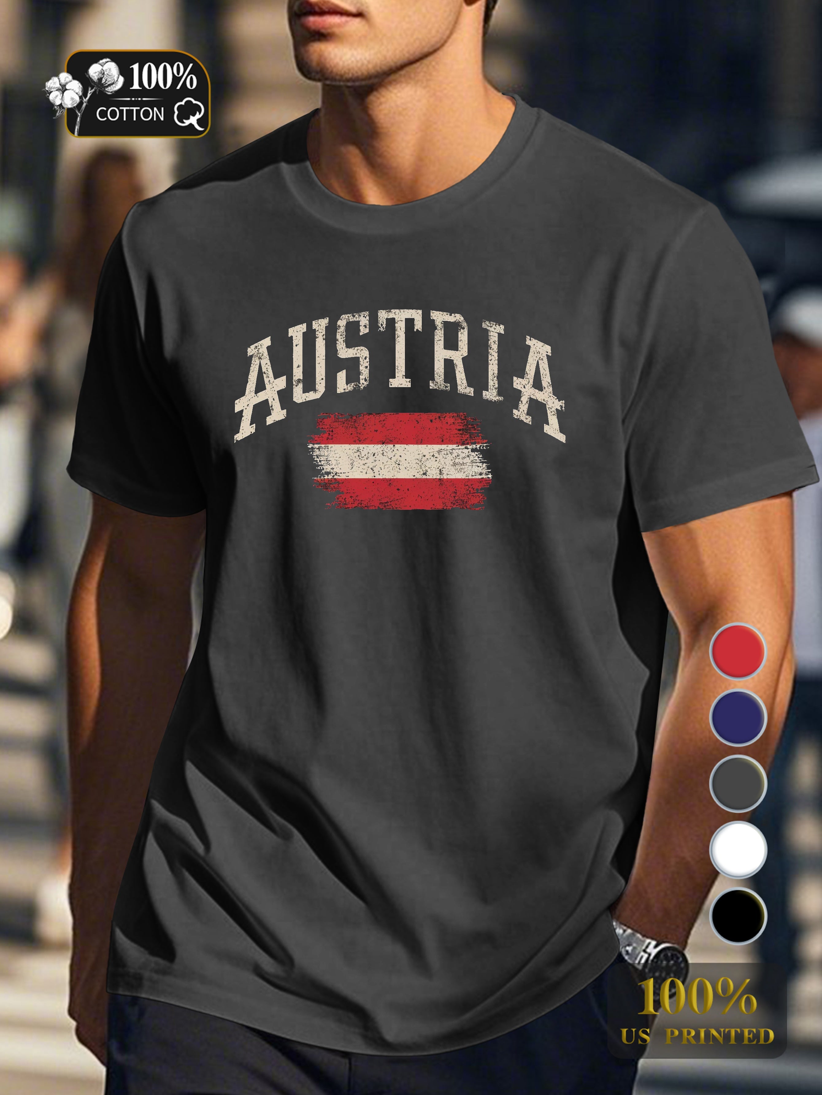 AUSTRIA vintage design Men's pure cotton Tshirt Comfort Fit
