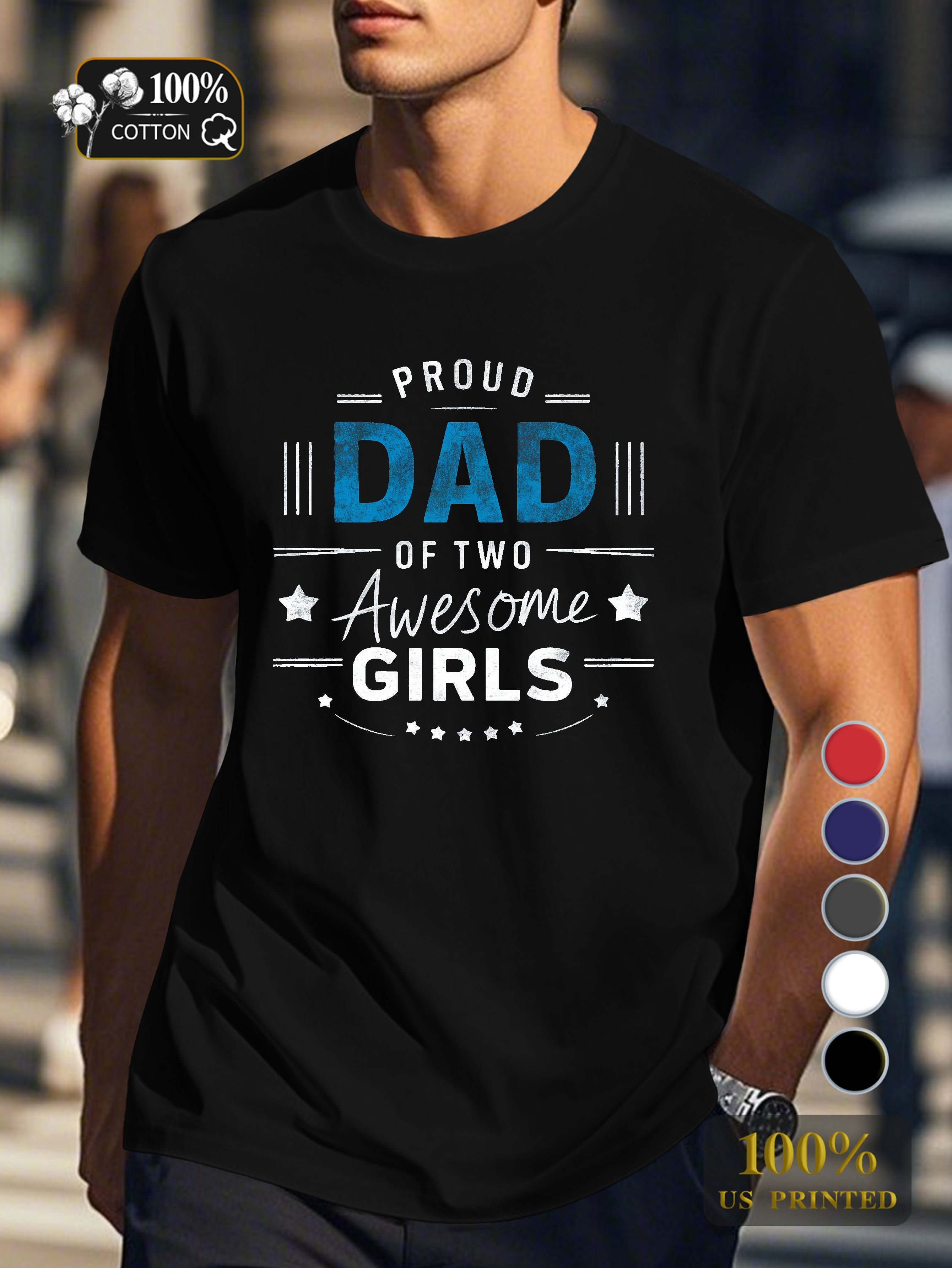 Proud dad illustration Men's pure cotton Tshirt Comfort Fit