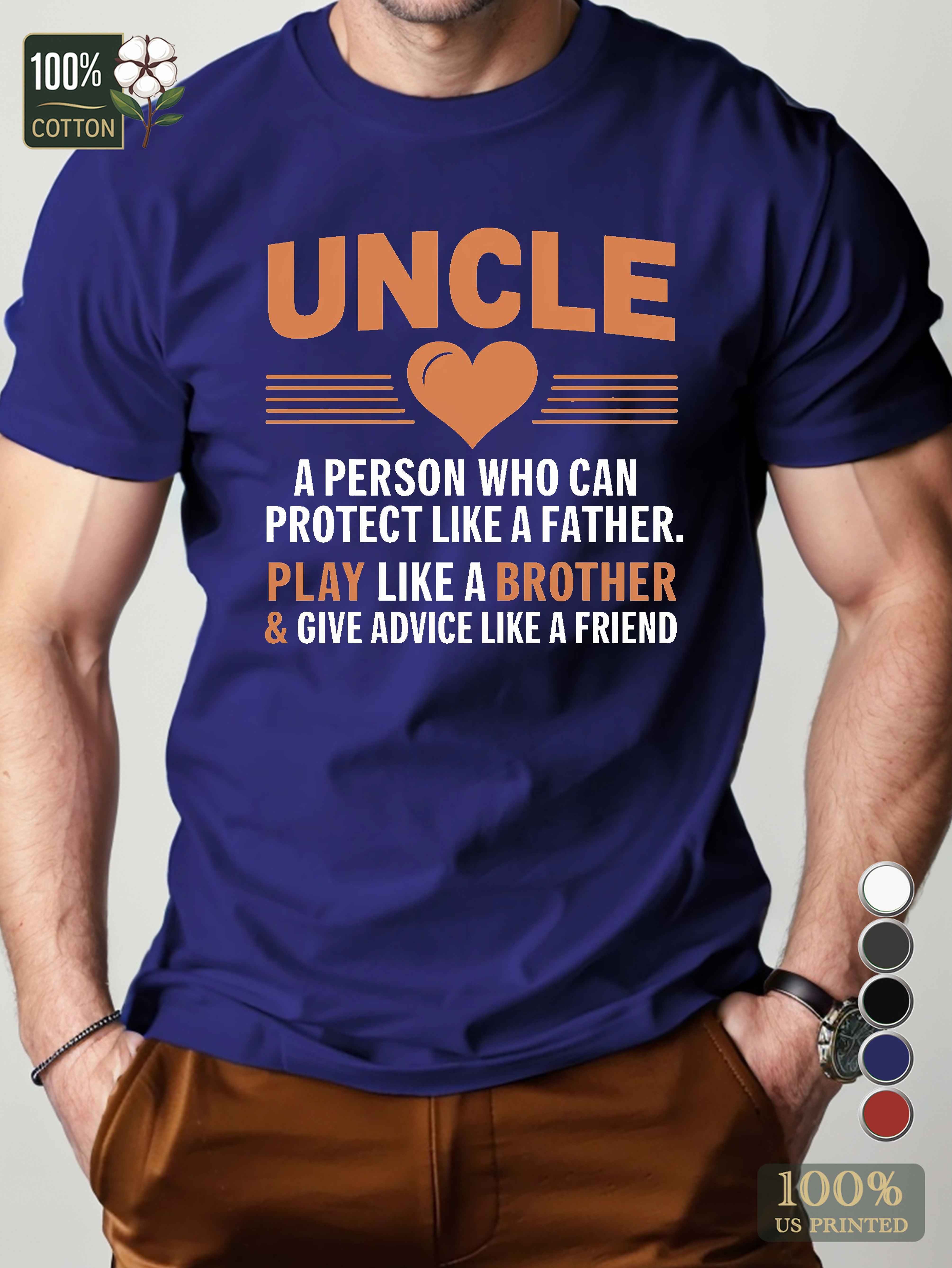 UNCLE illustration with heart symbol Men's pure cotton Tshirt Comfort Fit