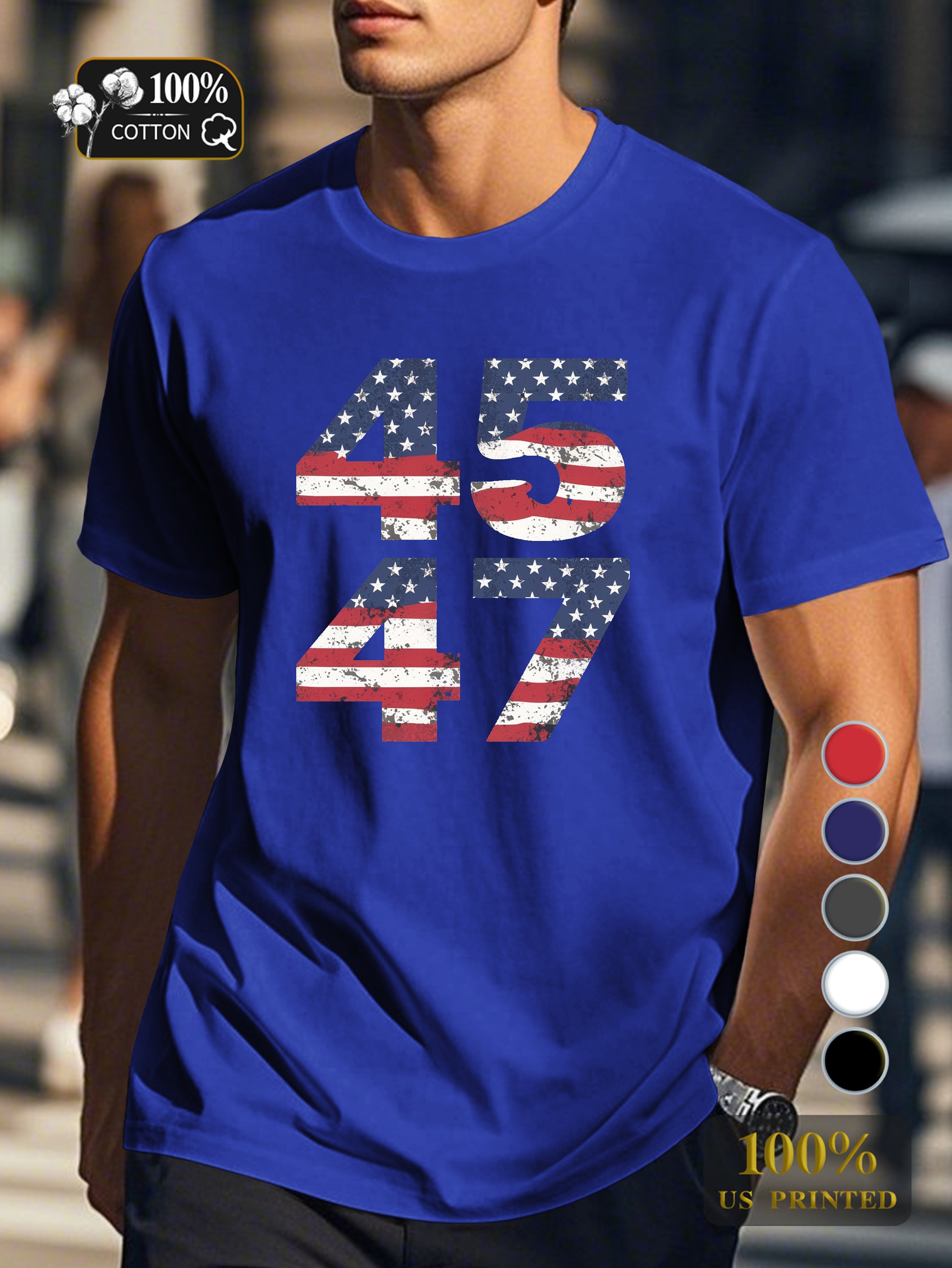 American flag numbers Men's pure cotton Tshirt Comfort Fit