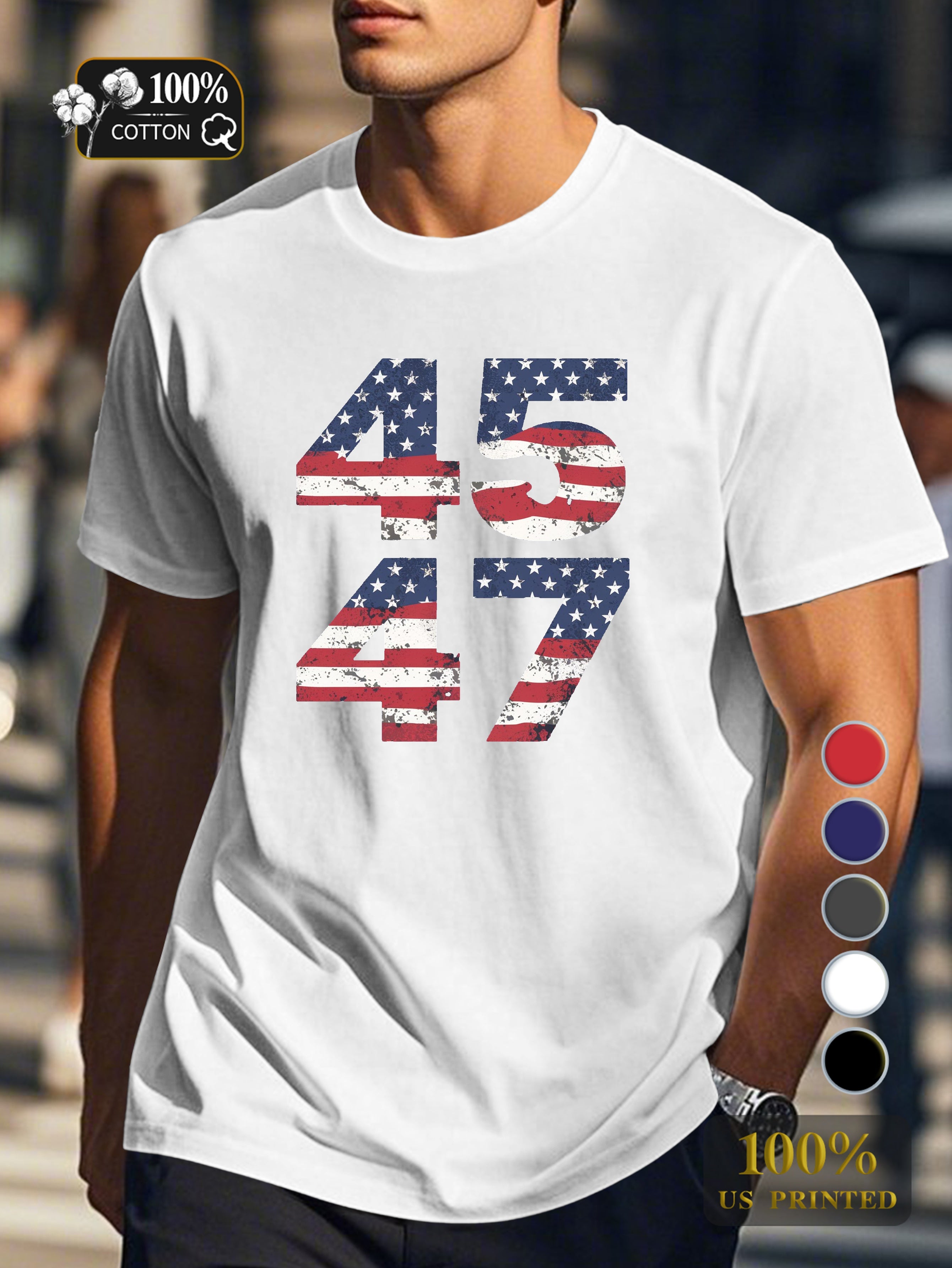 American flag numbers Men's pure cotton Tshirt Comfort Fit