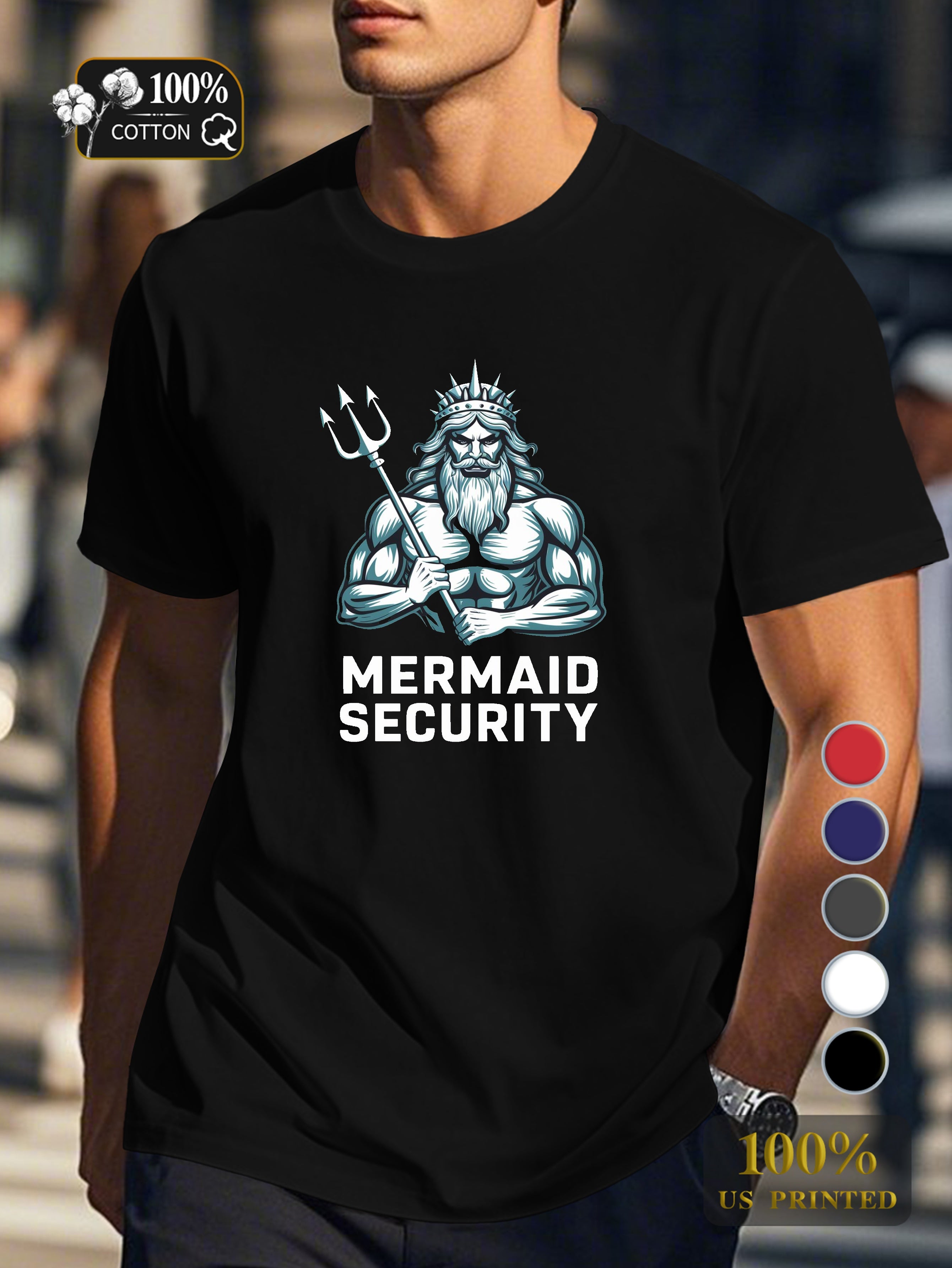 Poseidon with trident Men's pure cotton Tshirt Comfort Fit