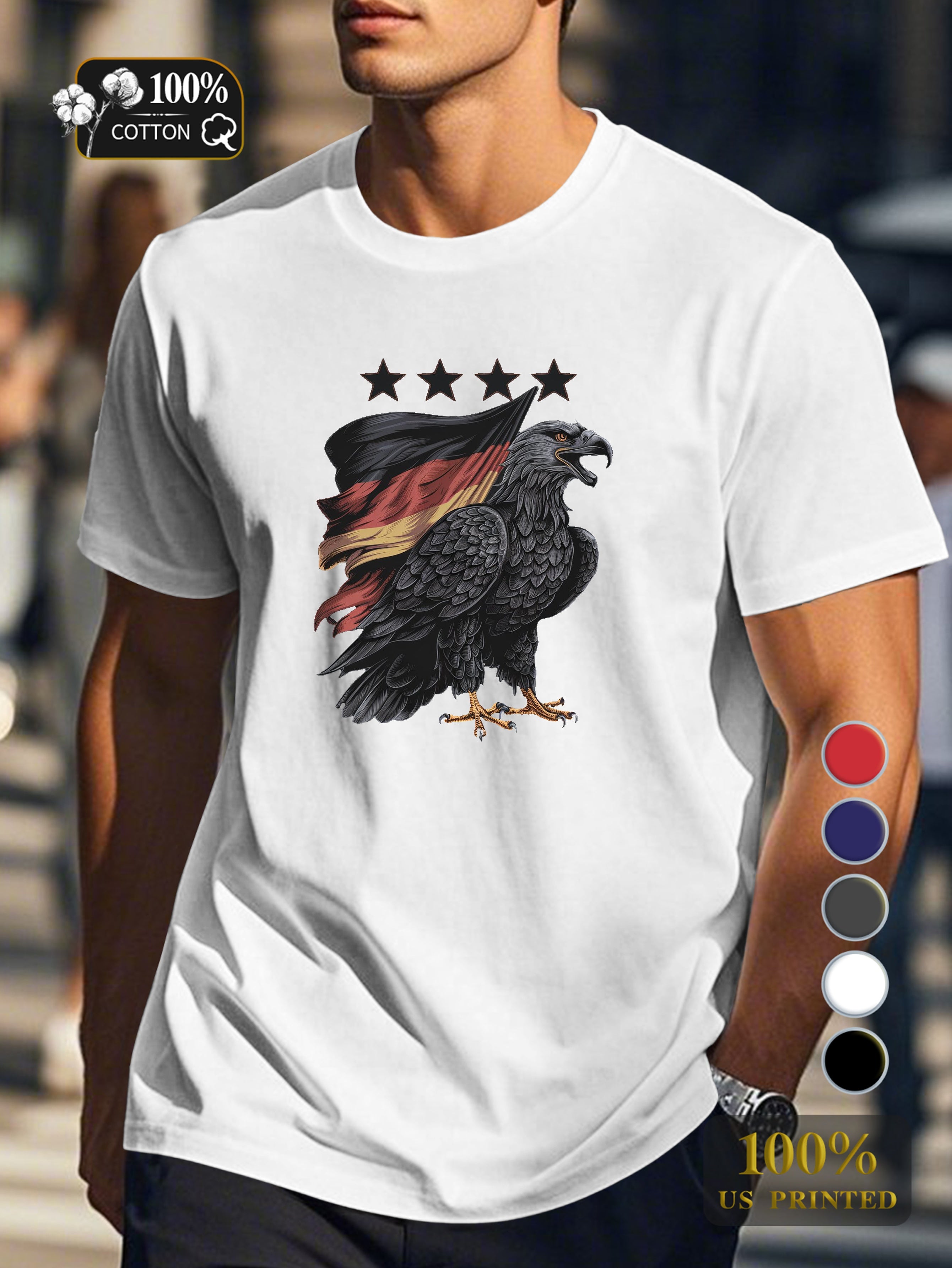 eagle with German flag Men's pure cotton Tshirt Comfort Fit