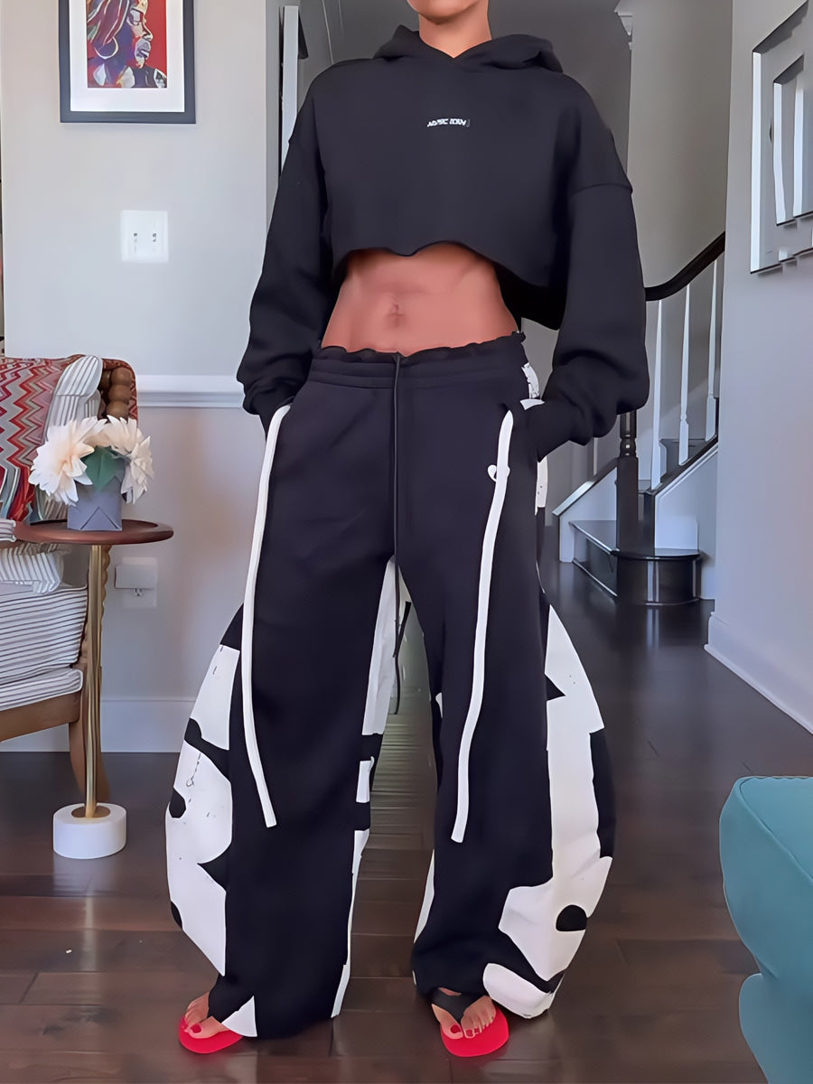 Fleece Lined Hoodies Two Pieces Set