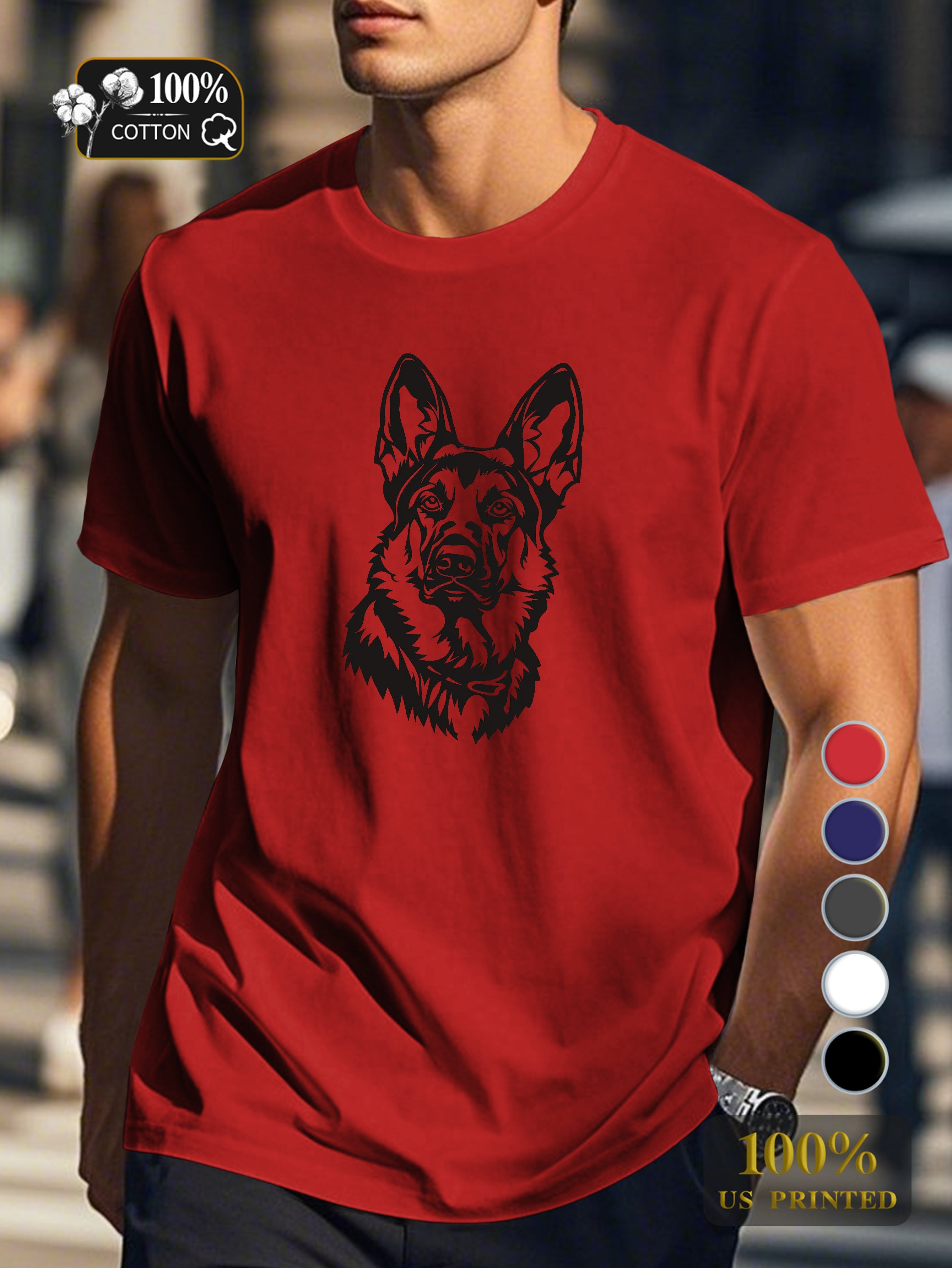 Stylized German Shepherd Outline Men's pure cotton Tshirt Comfort Fit