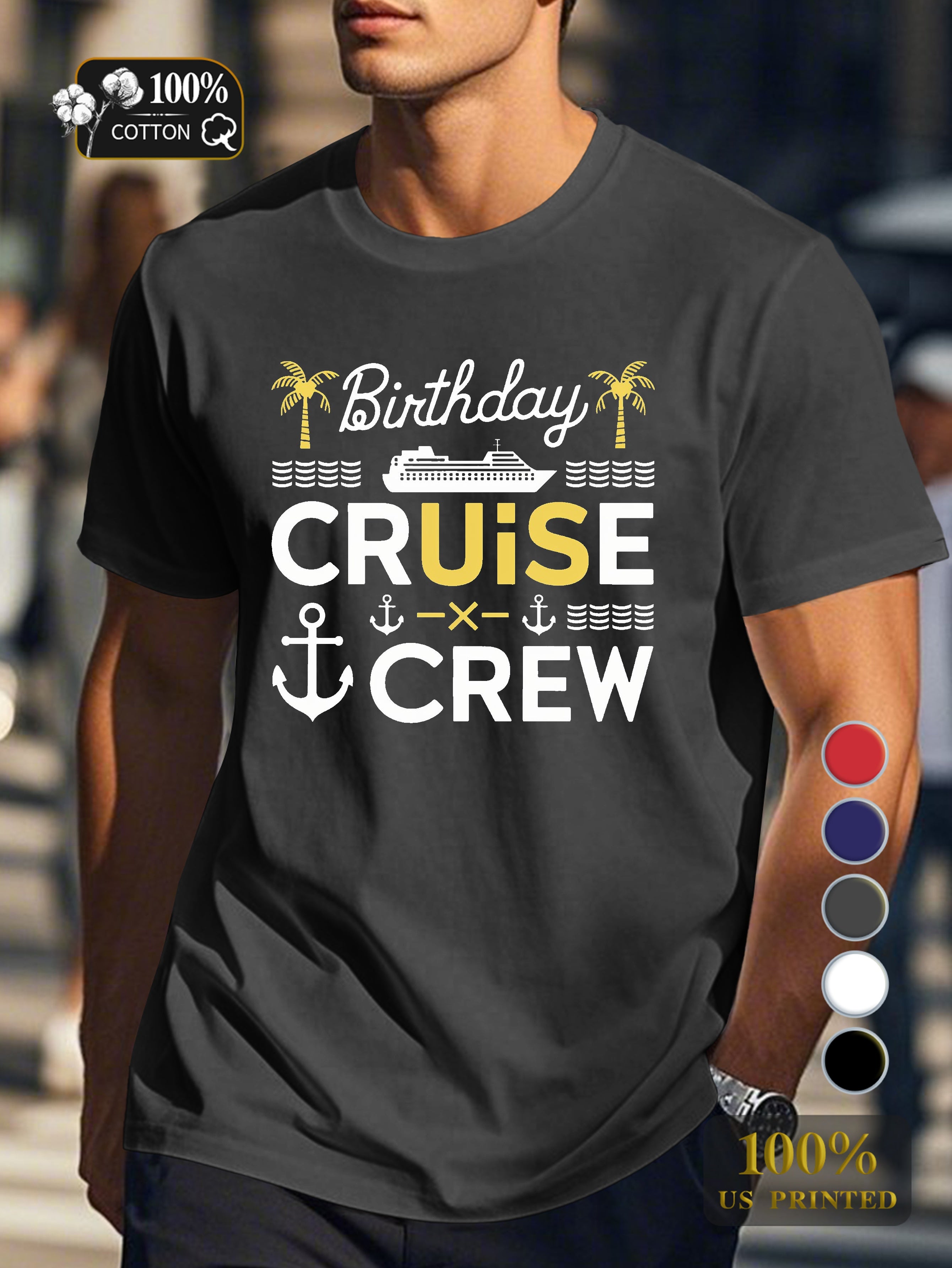 Birthday cruise celebration design Men's pure cotton Tshirt Comfort Fit