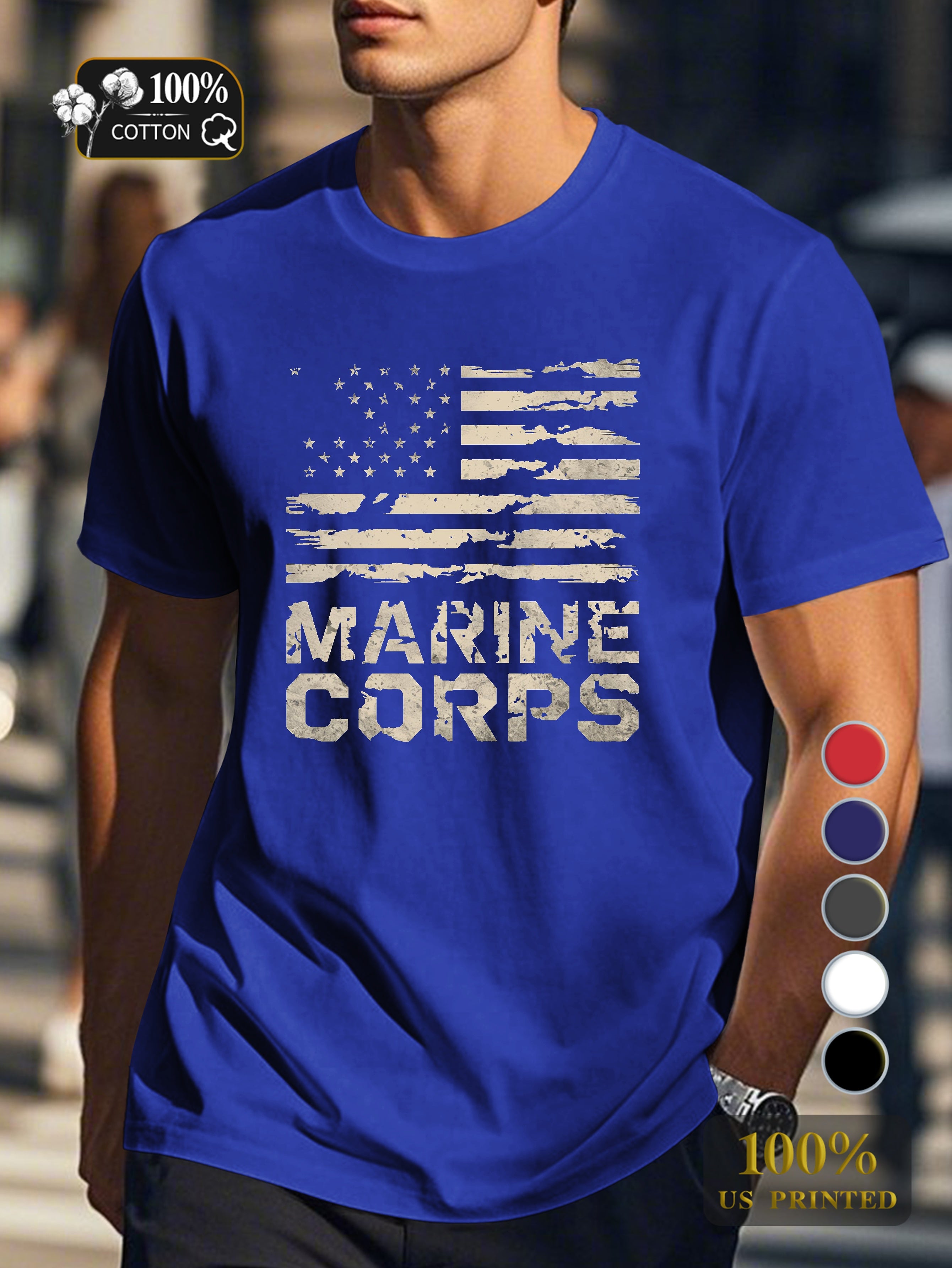 distressed United States flag Men's pure cotton Tshirt Comfort Fit