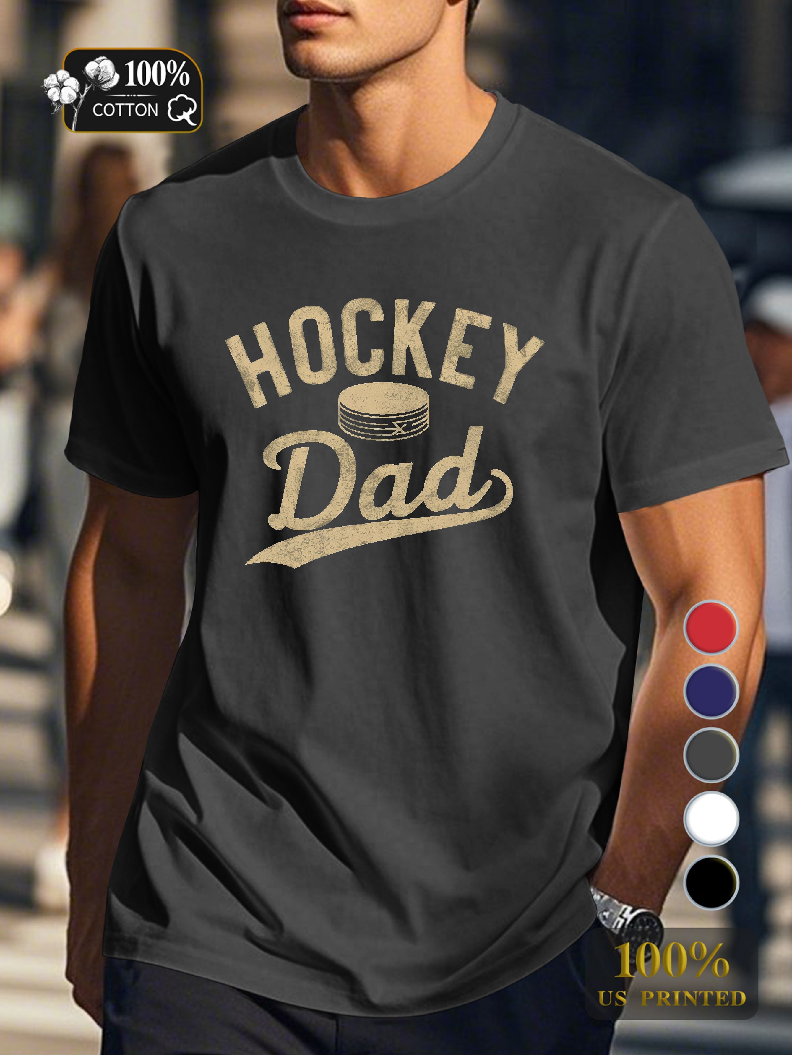 Vintage hockey themed design Men's pure cotton Tshirt Comfort Fit