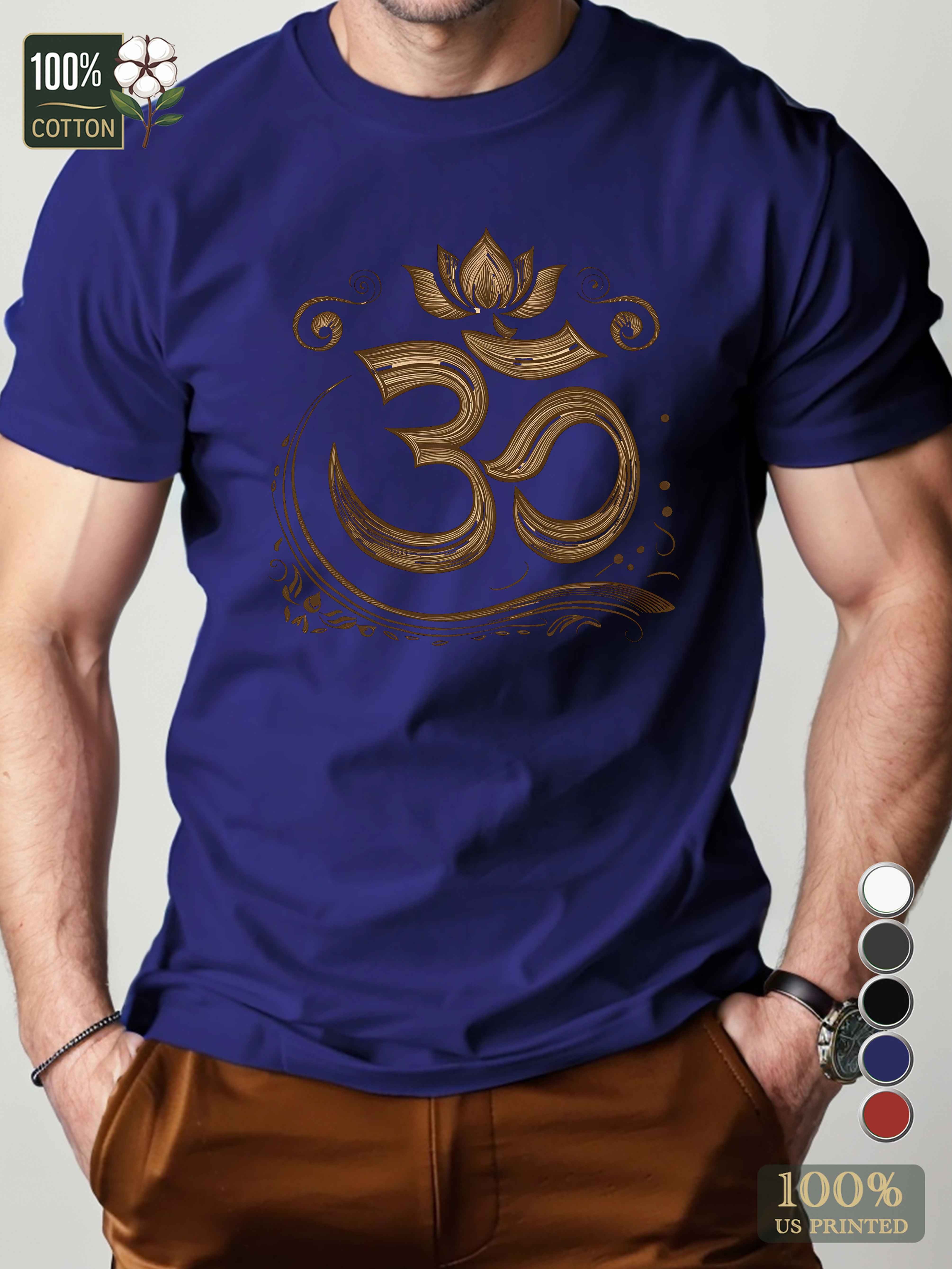 Stylized Om symbol pattern Men's pure cotton Tshirt Comfort Fit
