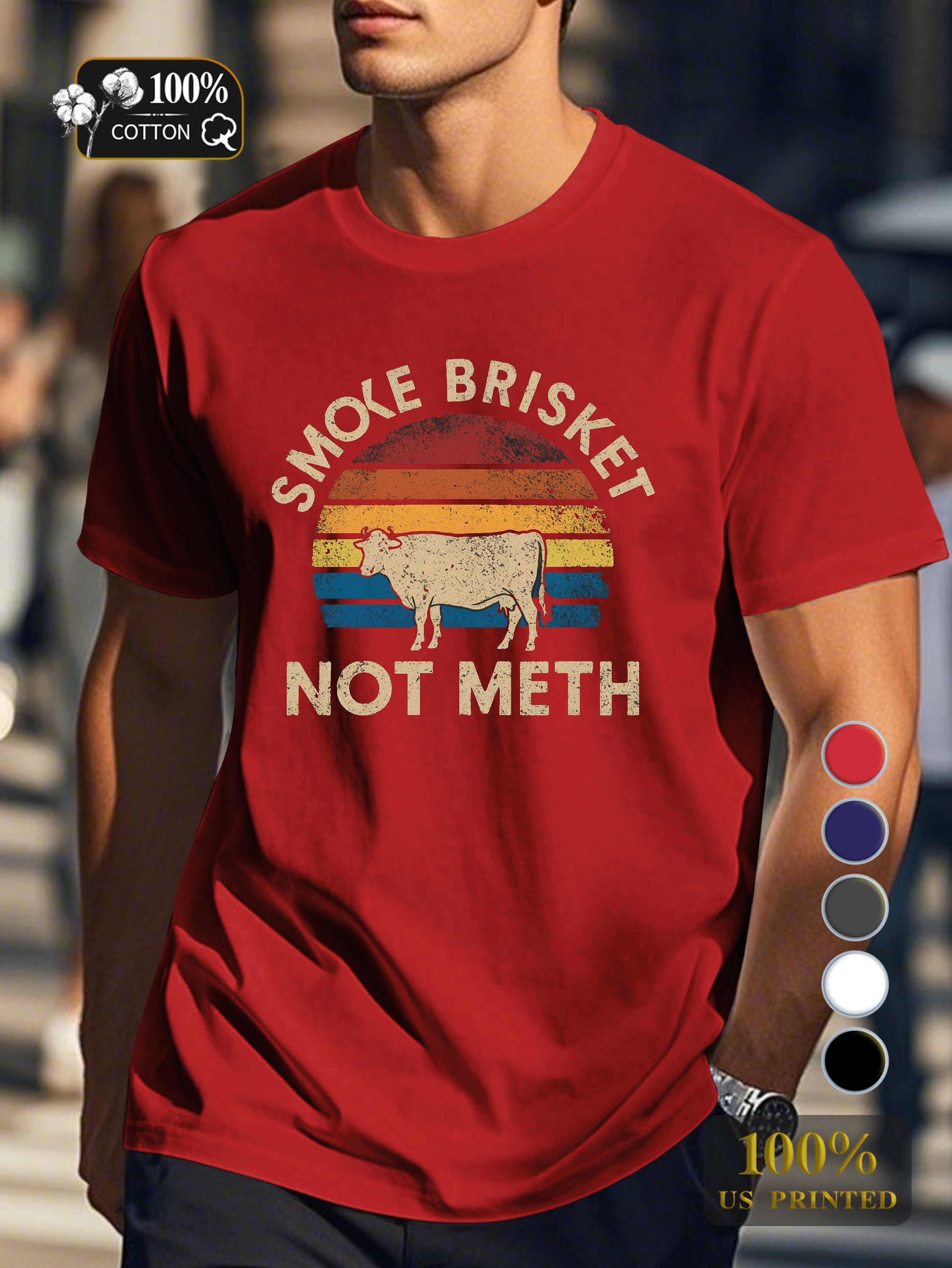 SMOKE BRISKET NOT METH Men's pure cotton Tshirt Comfort Fit
