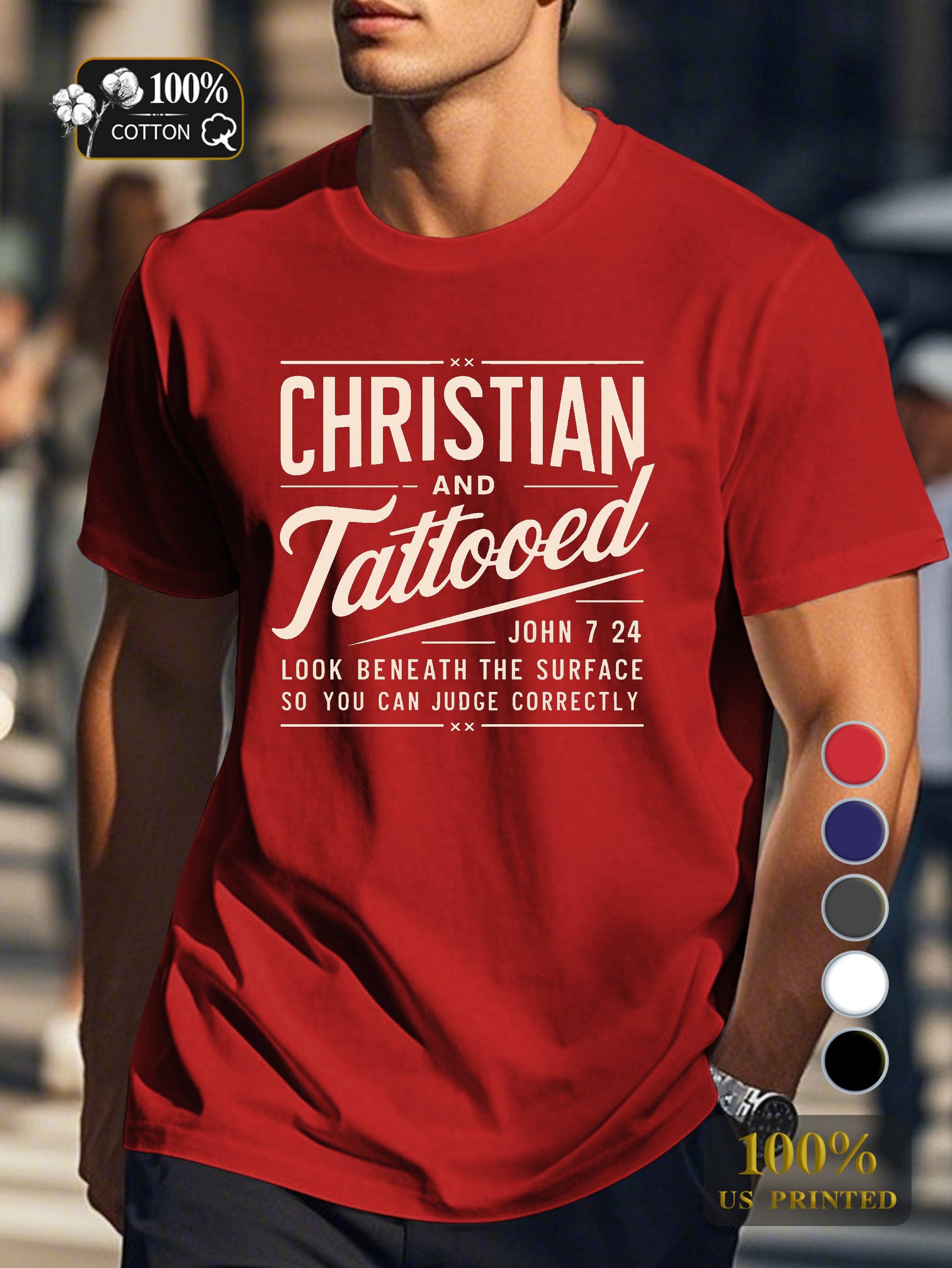 CHRISTIAN AND TATTOOED design Men's pure cotton Tshirt Comfort Fit