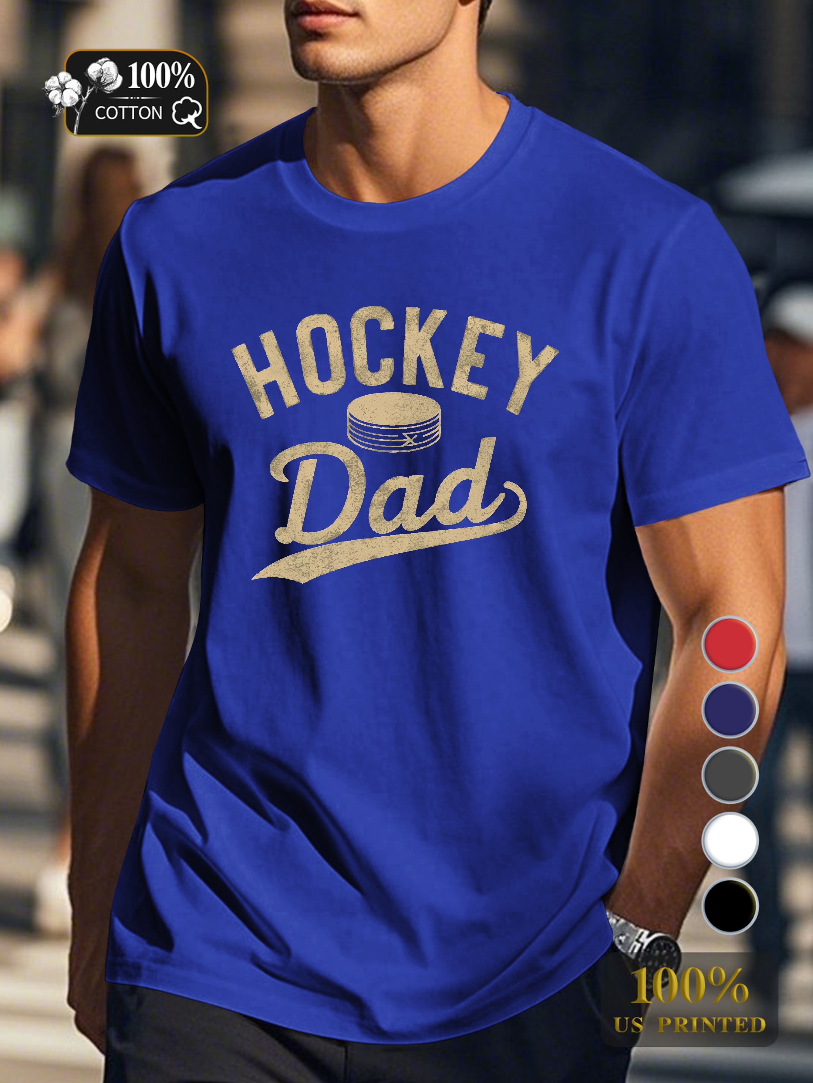 Vintage hockey themed design Men's pure cotton Tshirt Comfort Fit