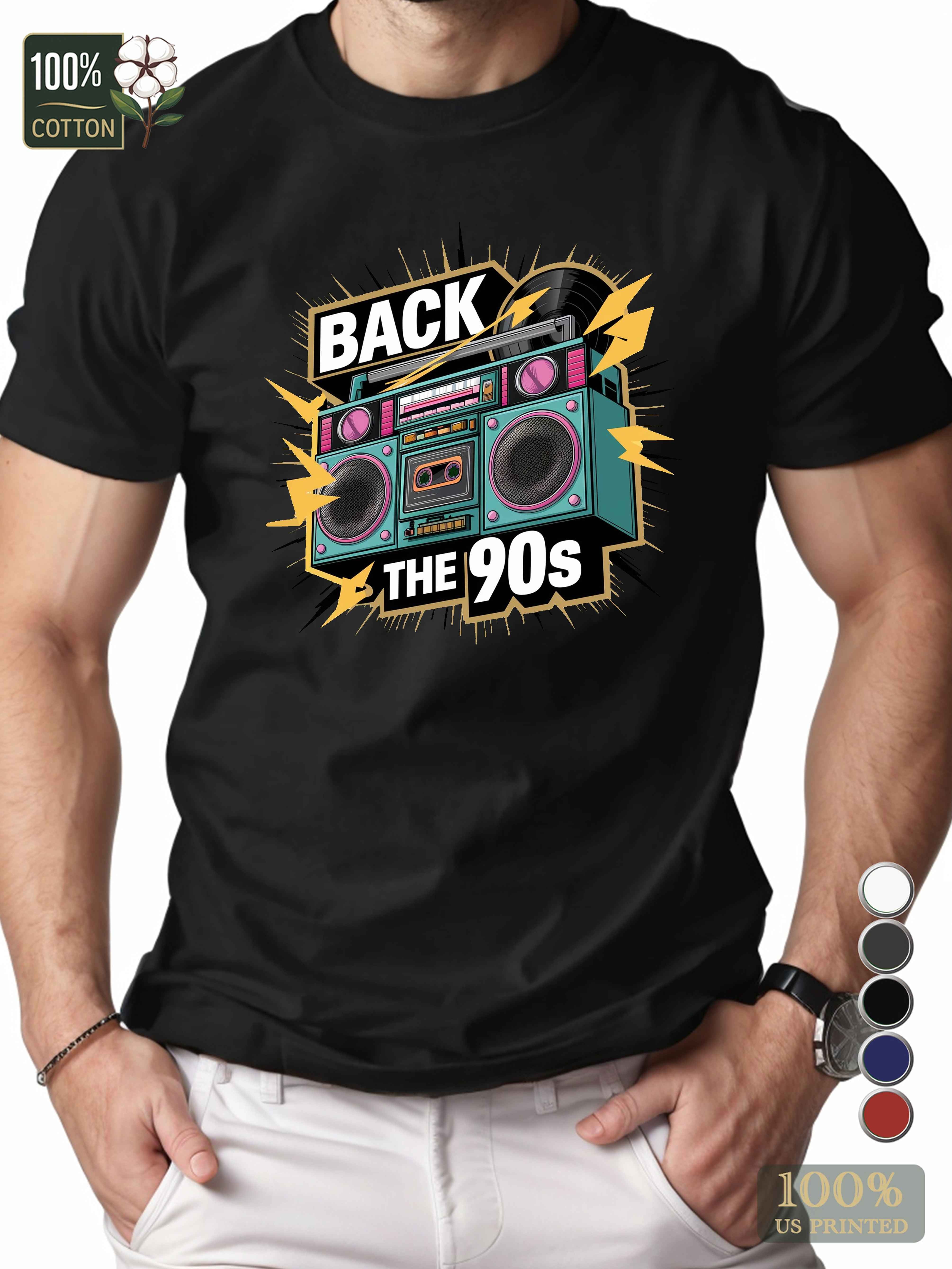 Retro styled boombox illustration Men's pure cotton Tshirt Comfort Fit