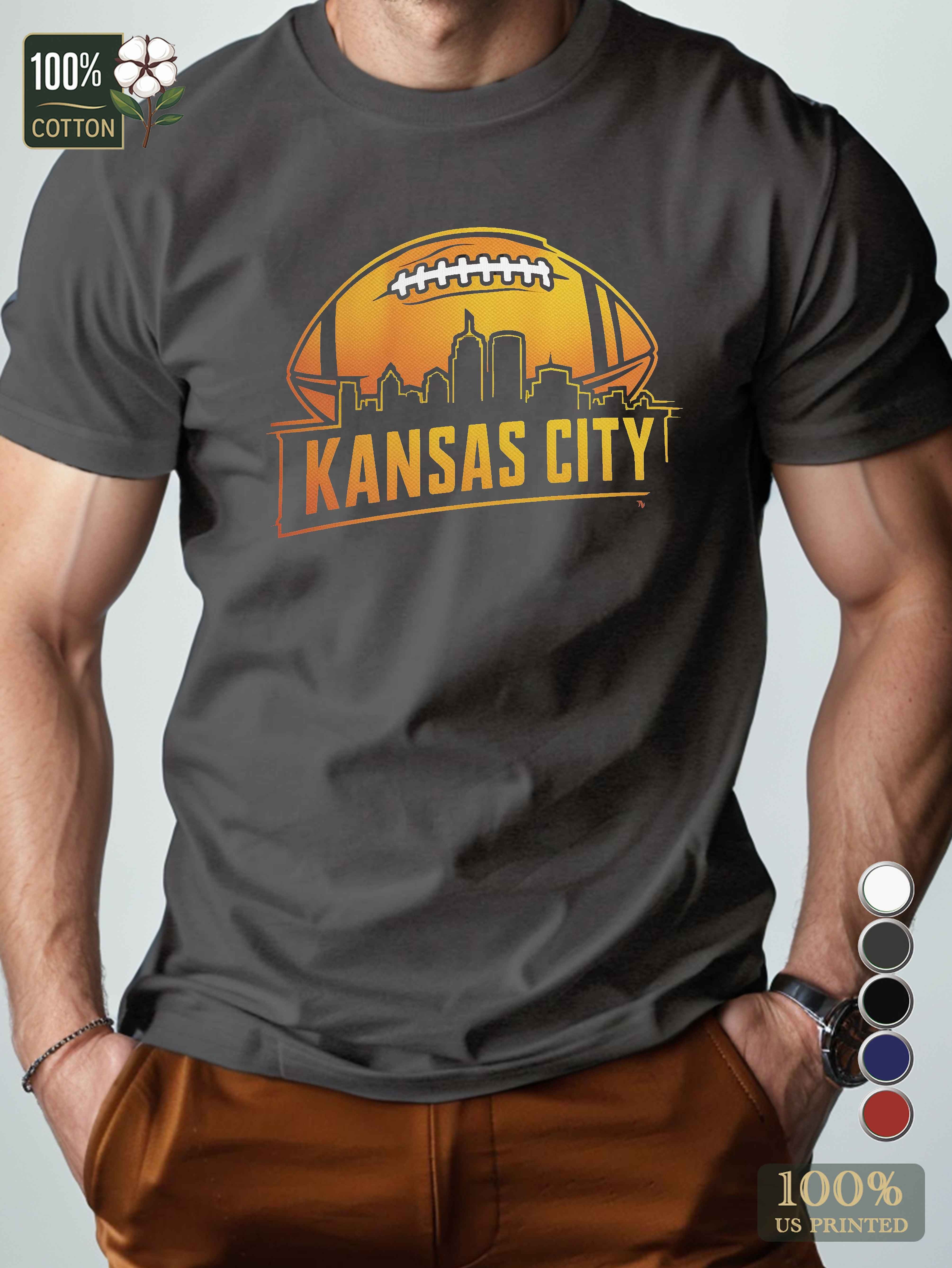KANSAS CITY football skyline Men's pure cotton Tshirt Comfort Fit