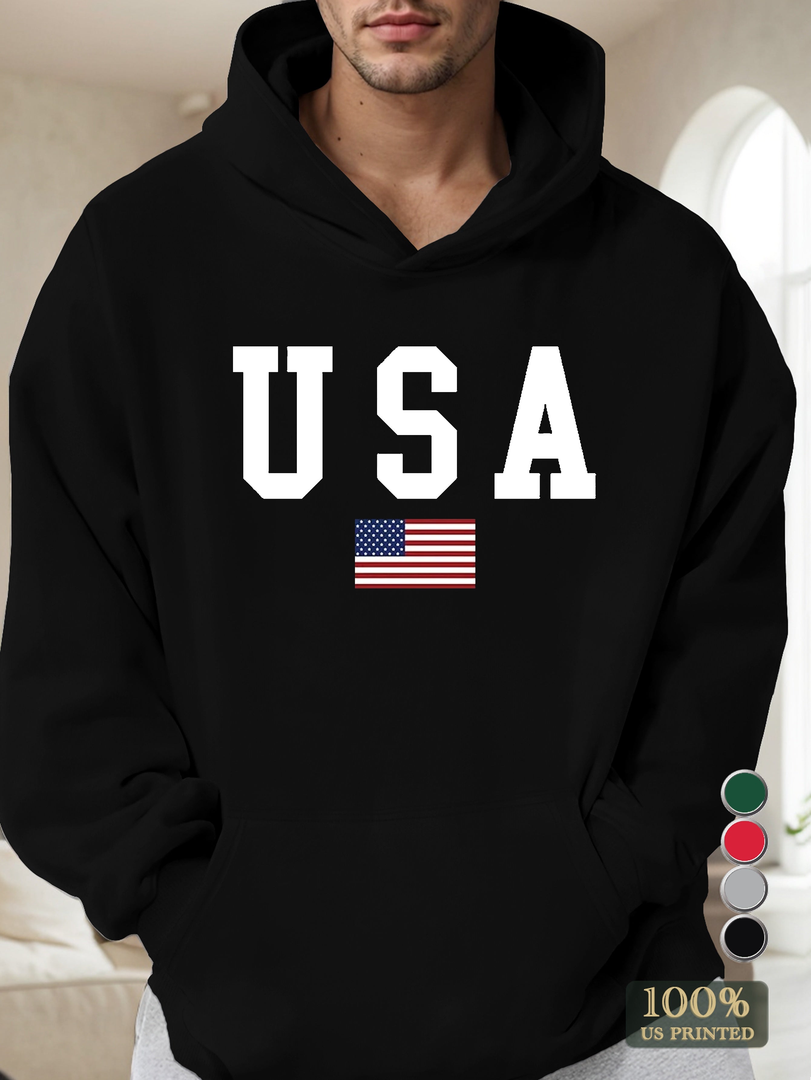 Usa Flag Combination Men's hooded sweatshirt