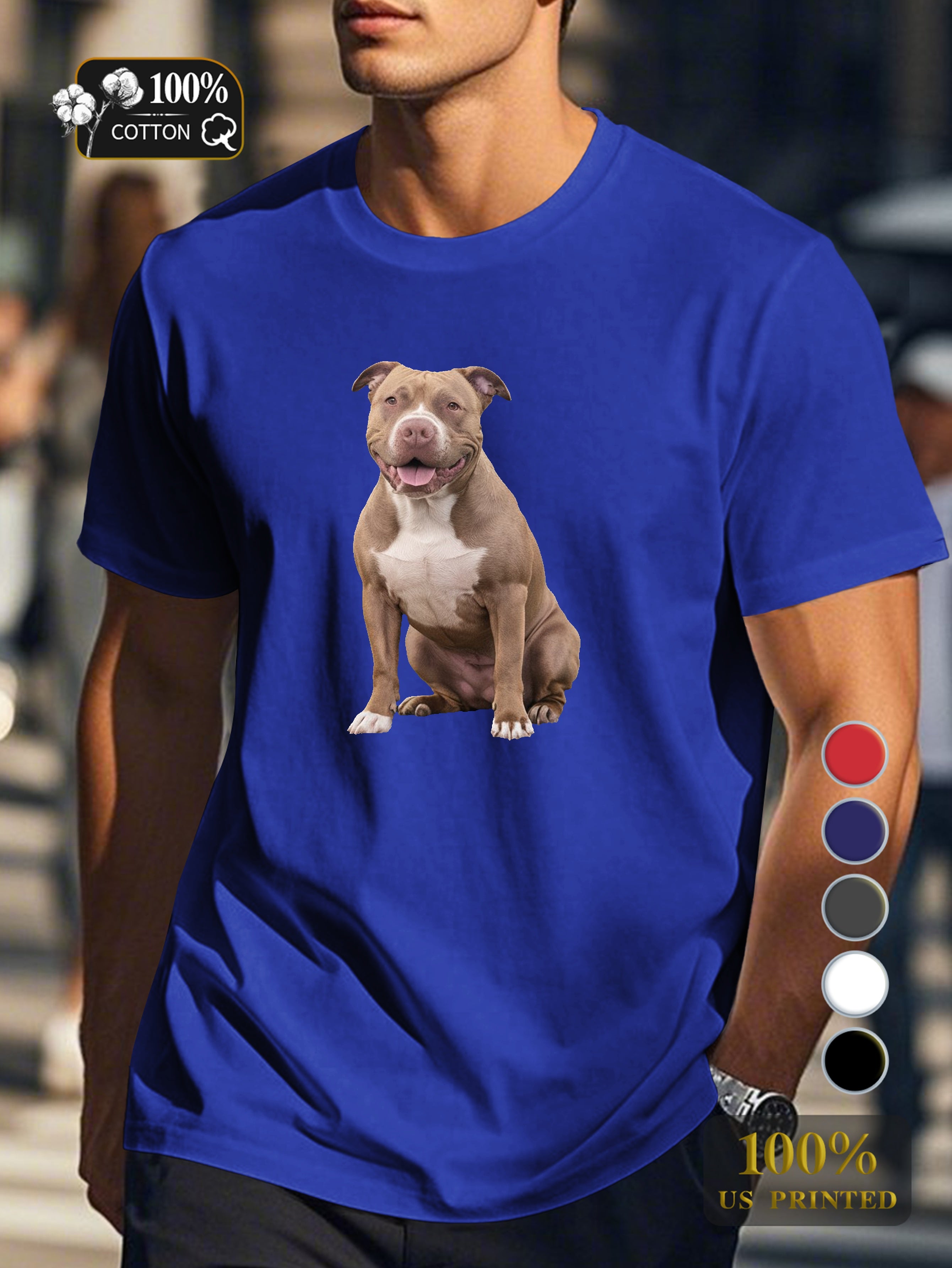 Pit bull dog with text Men's pure cotton Tshirt Comfort Fit