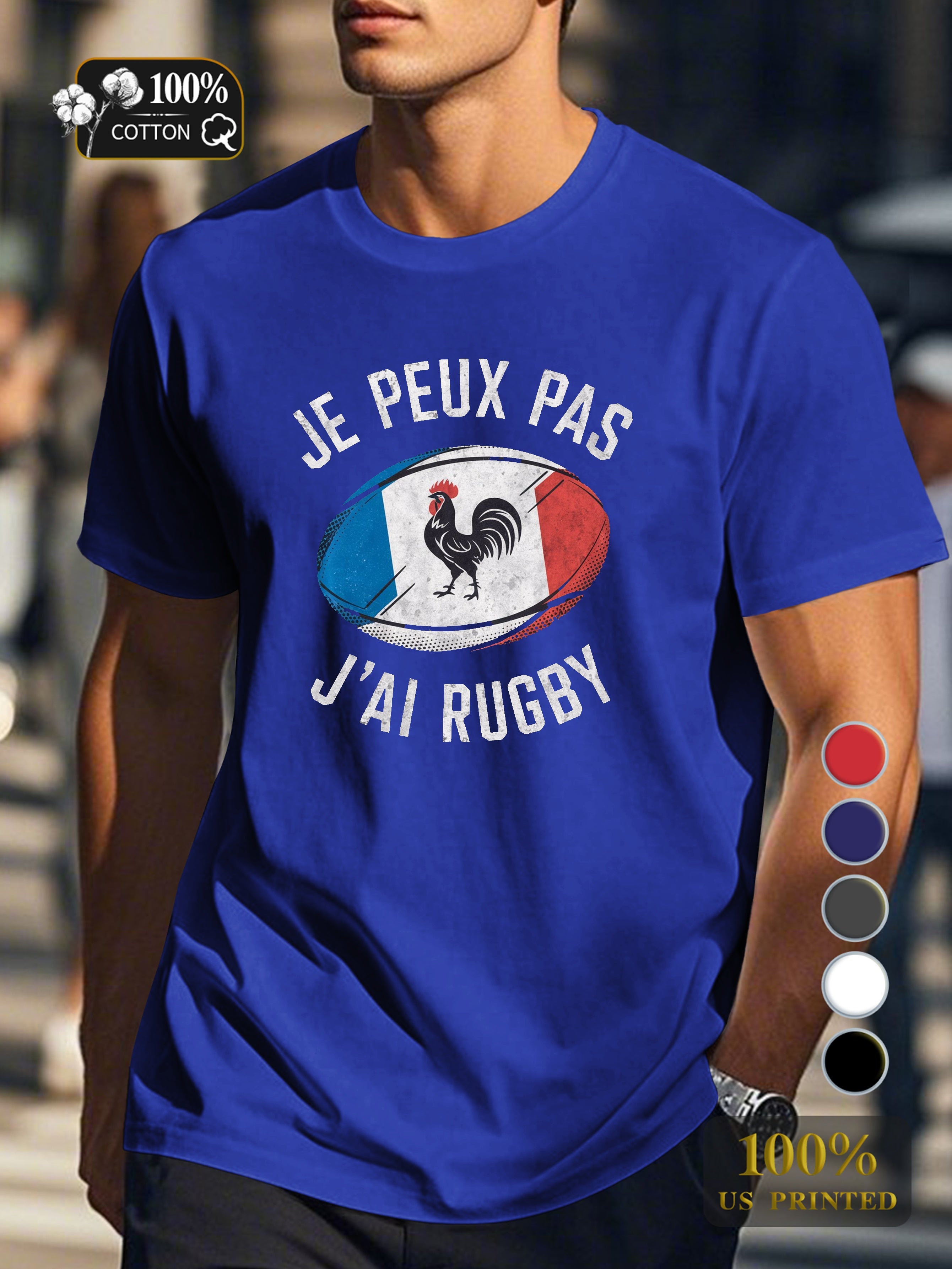 I CAN T I HAVE RUGBY illustration Men's pure cotton Tshirt Comfort Fit