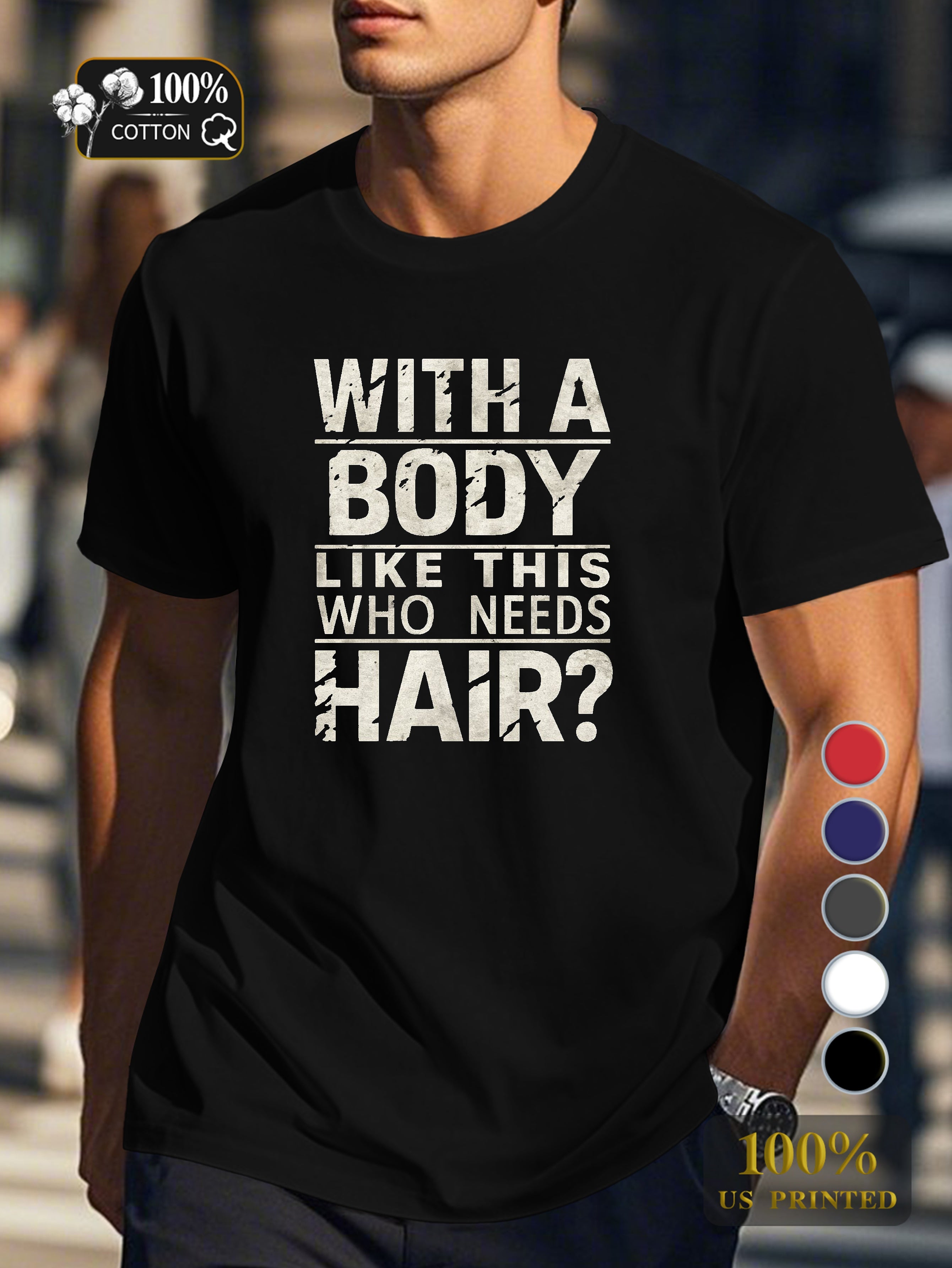 WHO NEEDS HAIR Men's pure cotton Tshirt Comfort Fit