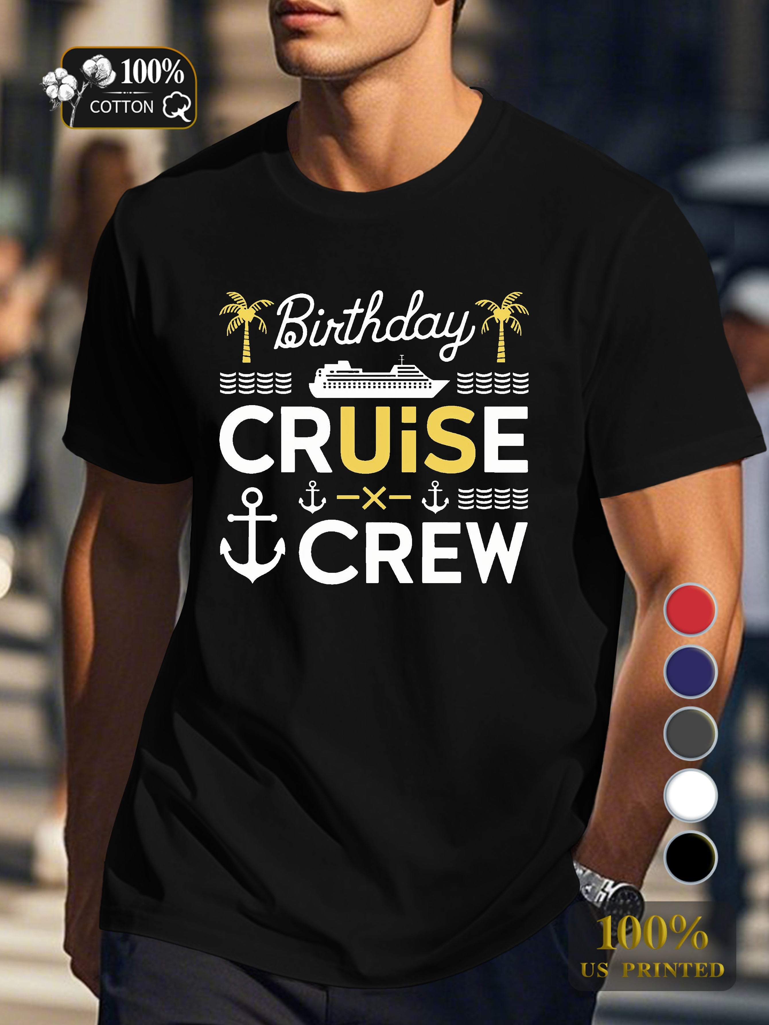Birthday cruise celebration design Men's pure cotton Tshirt Comfort Fit