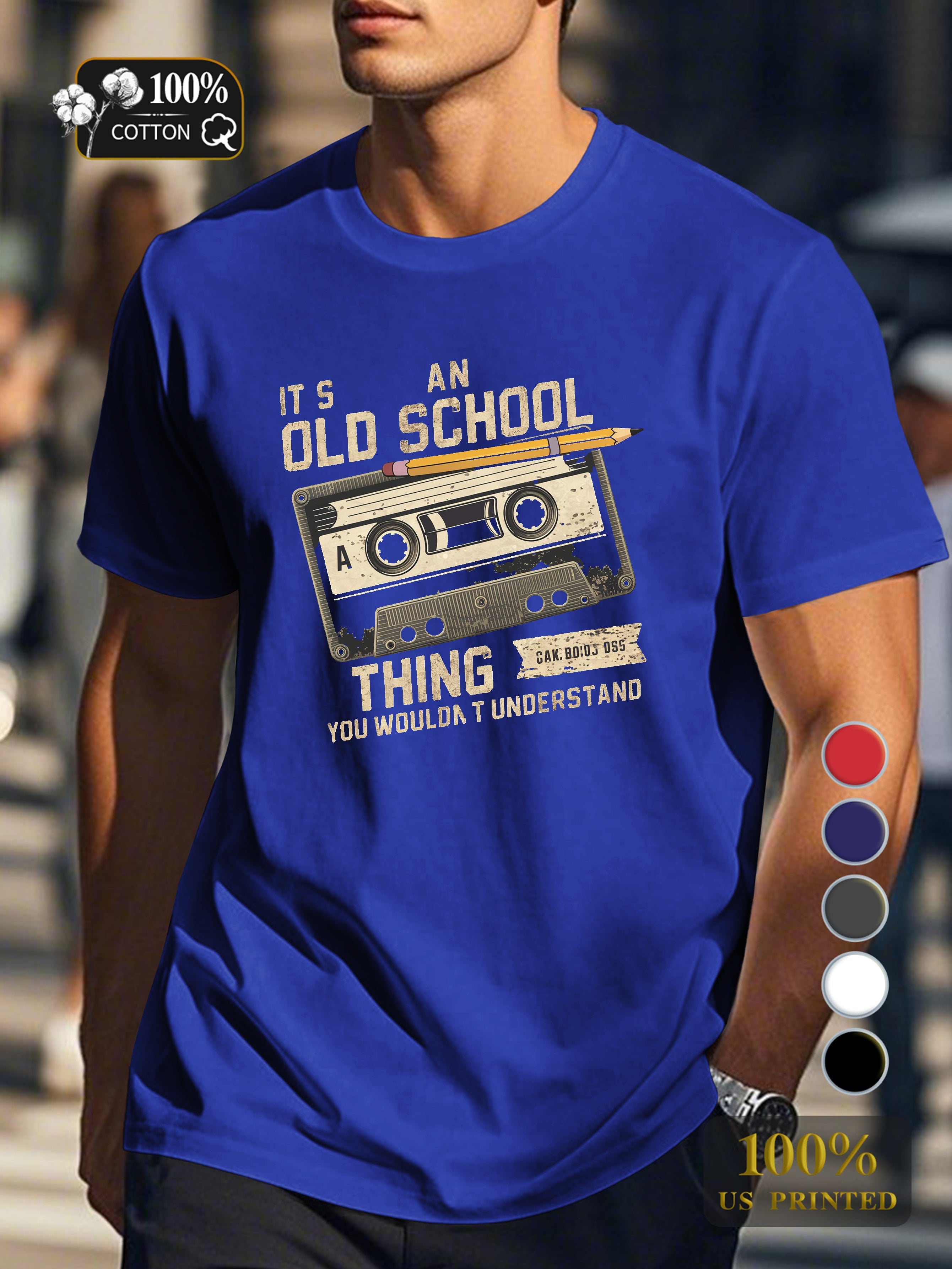 A nostalgic audio cassette tape Men's pure cotton Tshirt Comfort Fit
