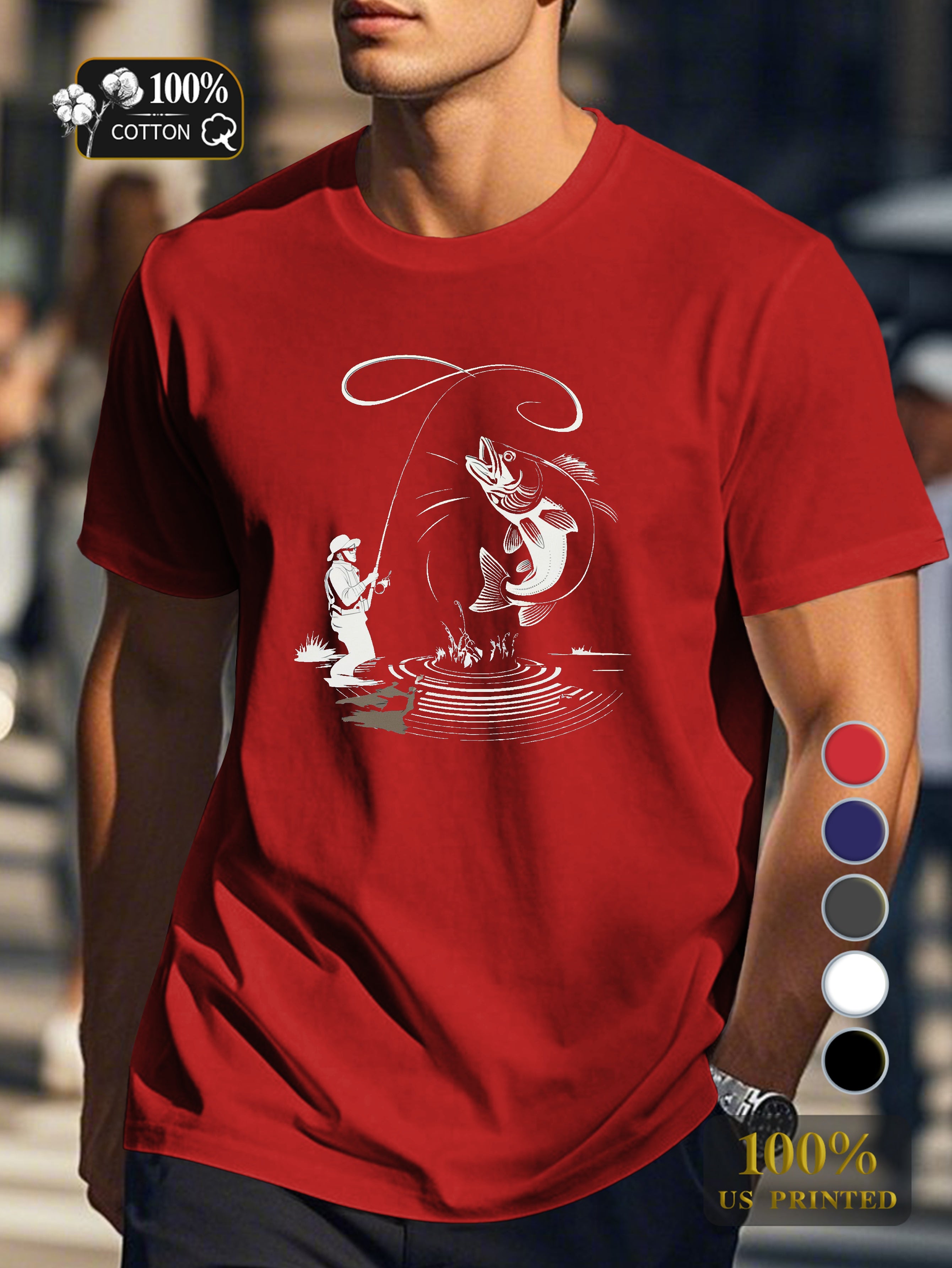 Thrilling fishing catch Men's pure cotton Tshirt Comfort Fit