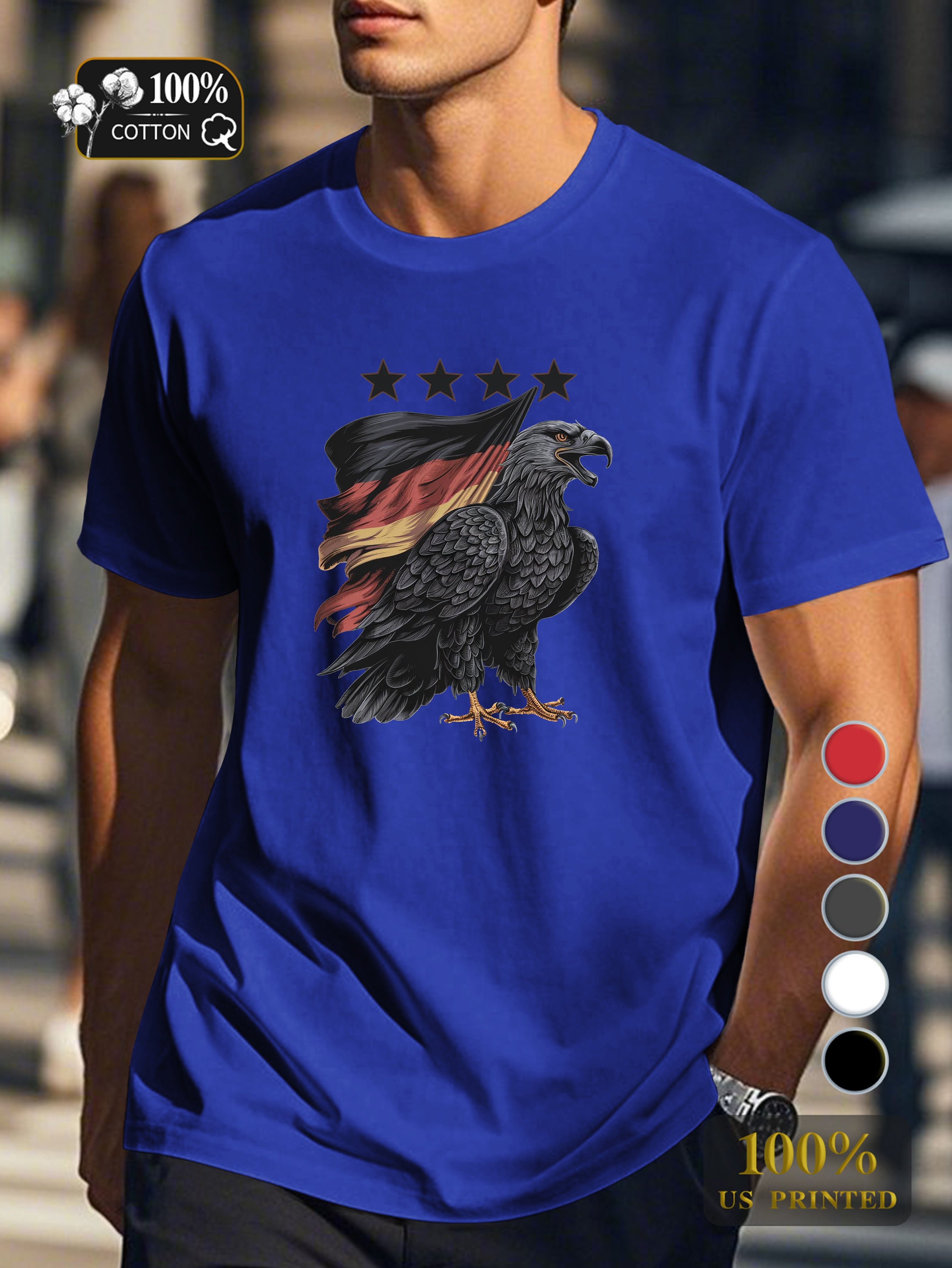 eagle with German flag Men's pure cotton Tshirt Comfort Fit