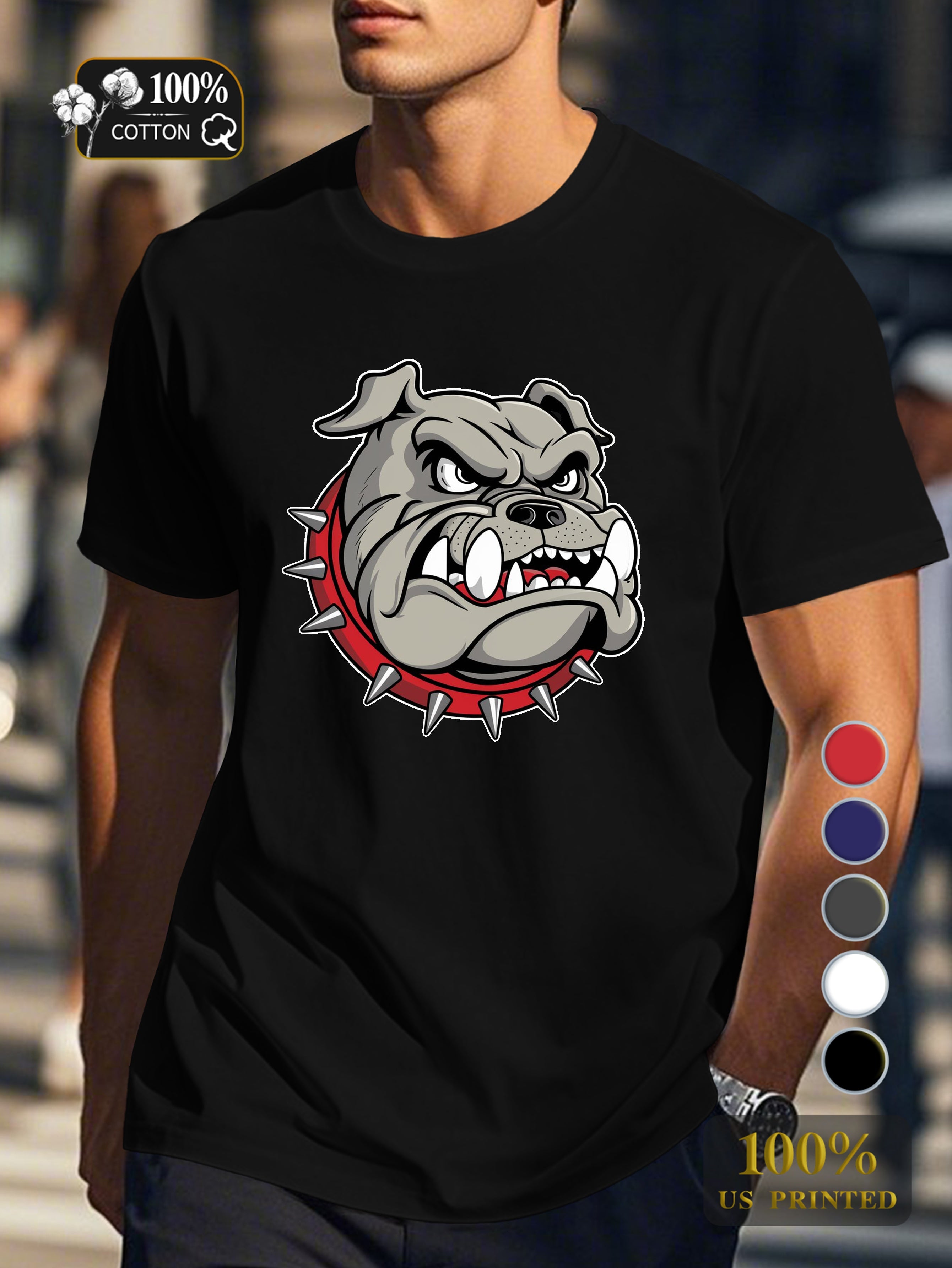 Fierce bulldog illustration Men's pure cotton Tshirt Comfort Fit