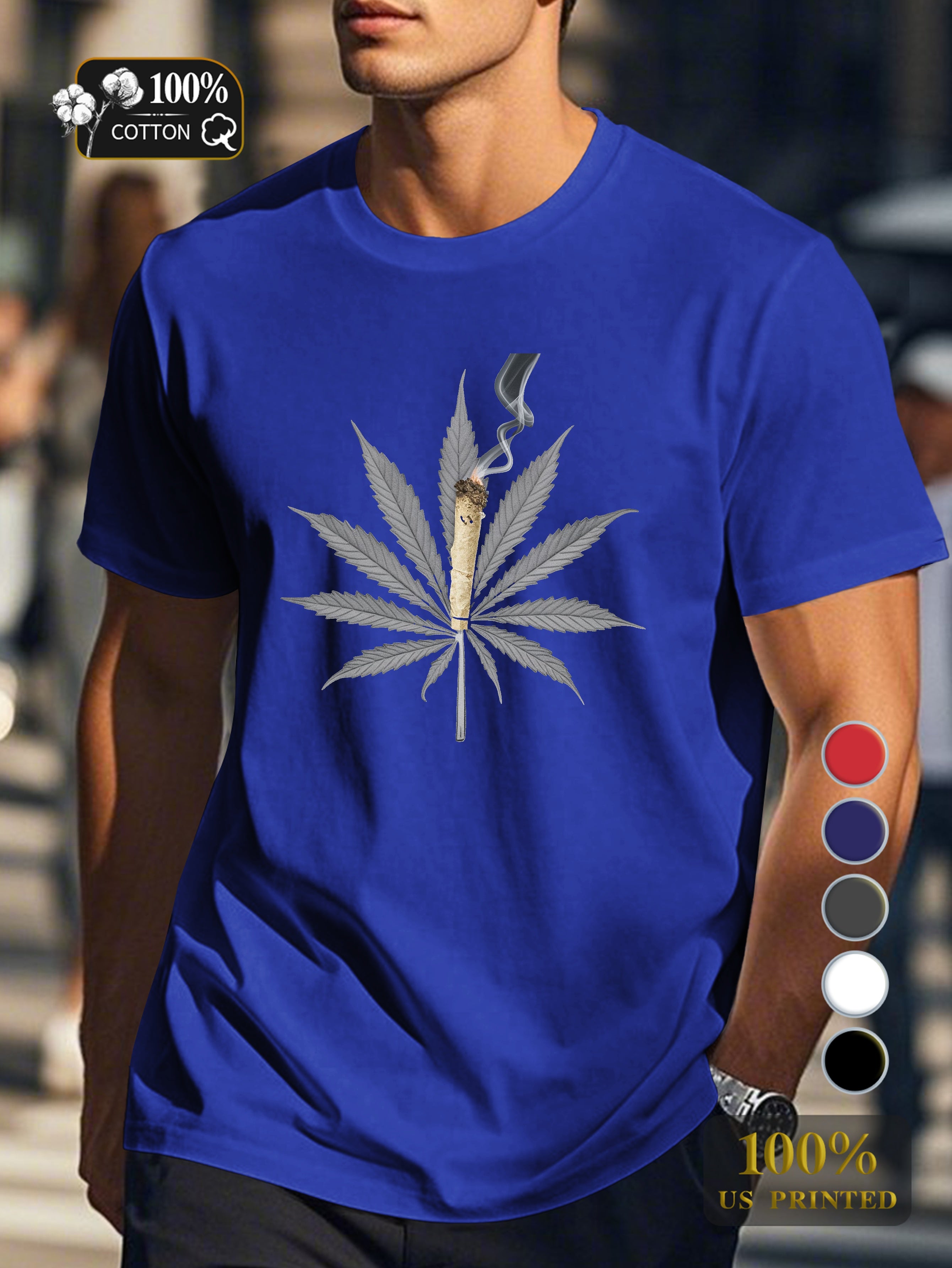 Stylized cannabis leaf Men's pure cotton Tshirt Comfort Fit