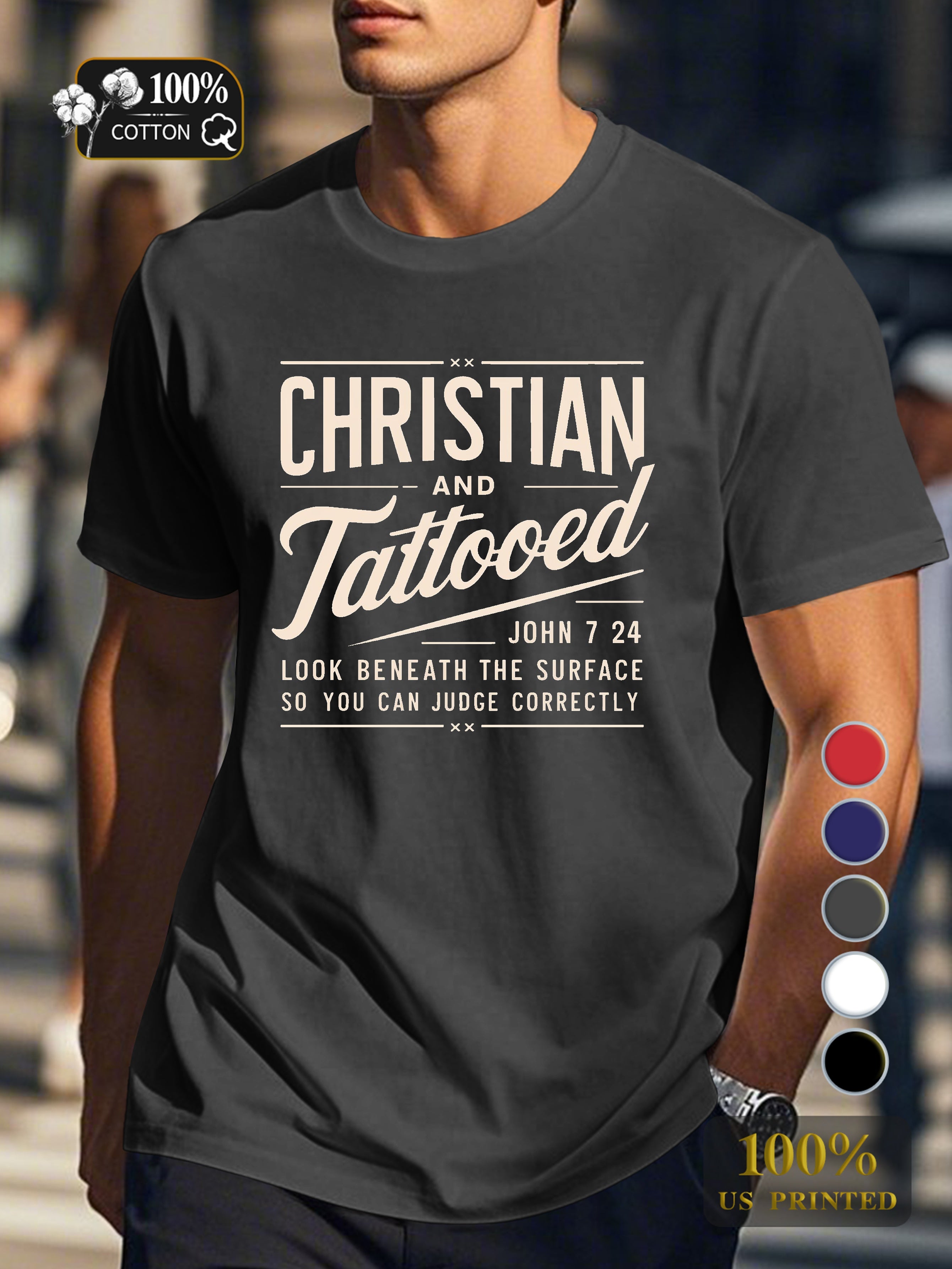 CHRISTIAN AND TATTOOED design Men's pure cotton Tshirt Comfort Fit
