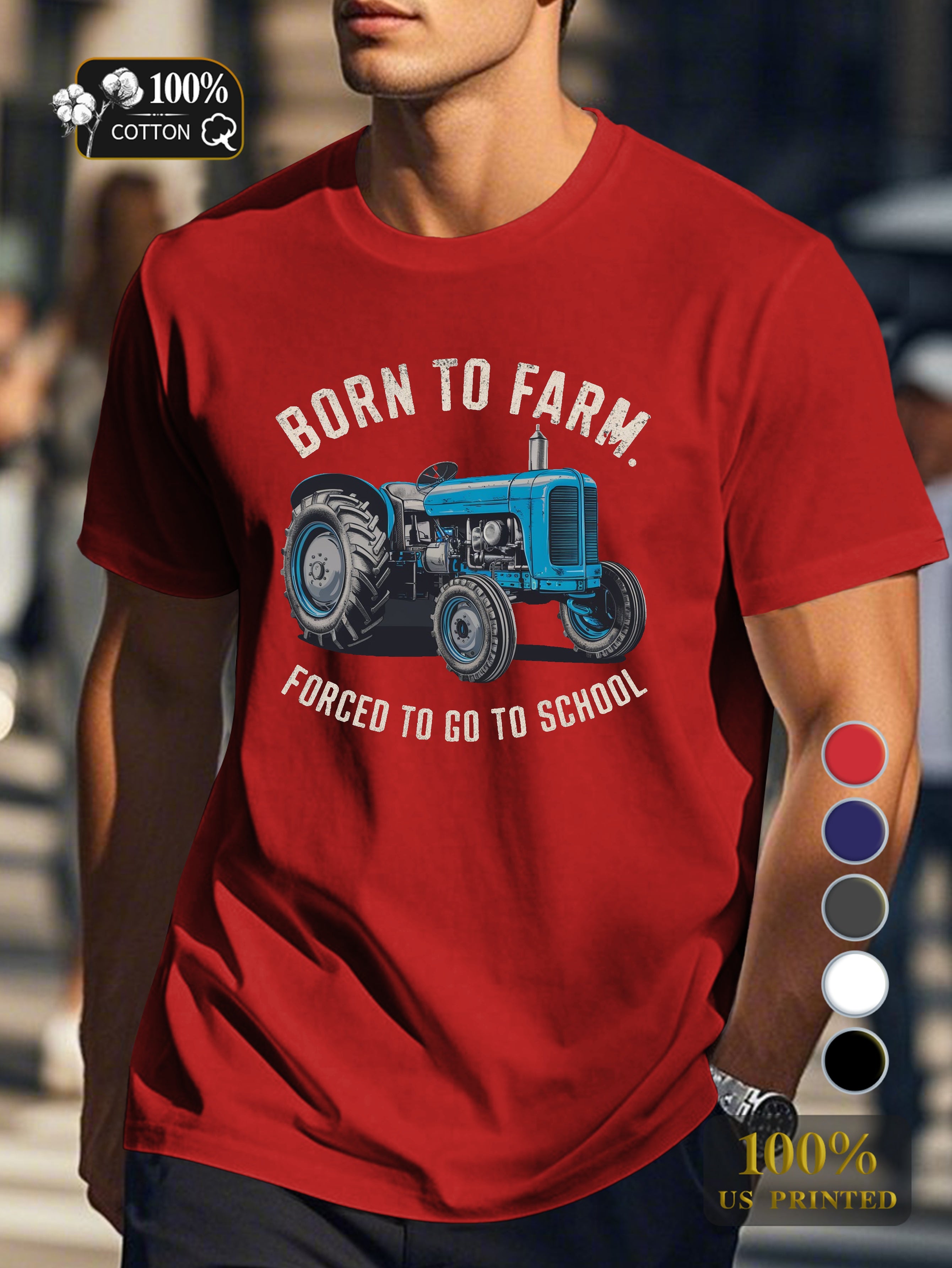 BORN TO FARM Men's pure cotton Tshirt Comfort Fit