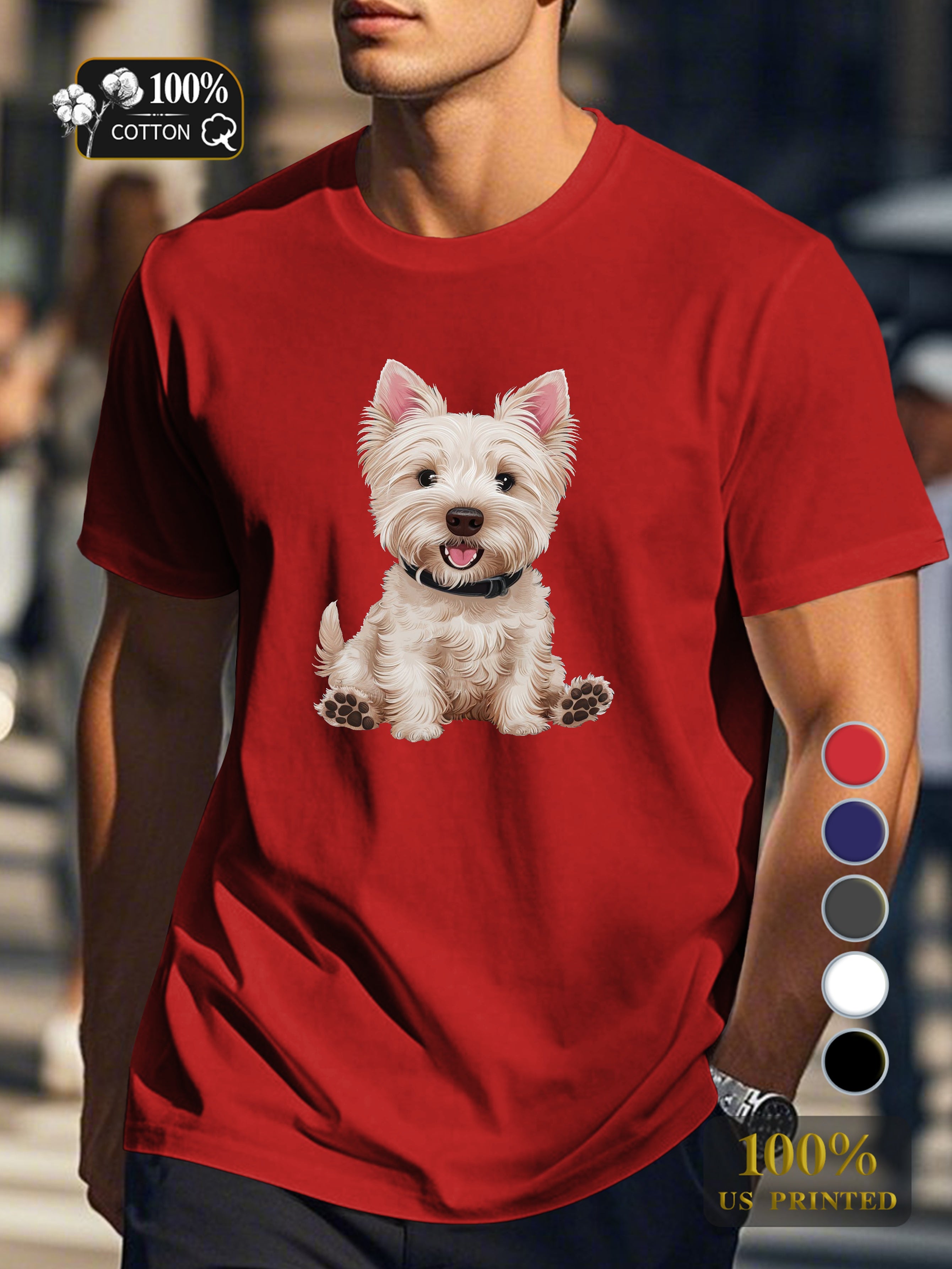 Charming West Highland White Terrier Men's pure cotton Tshirt Comfort Fit