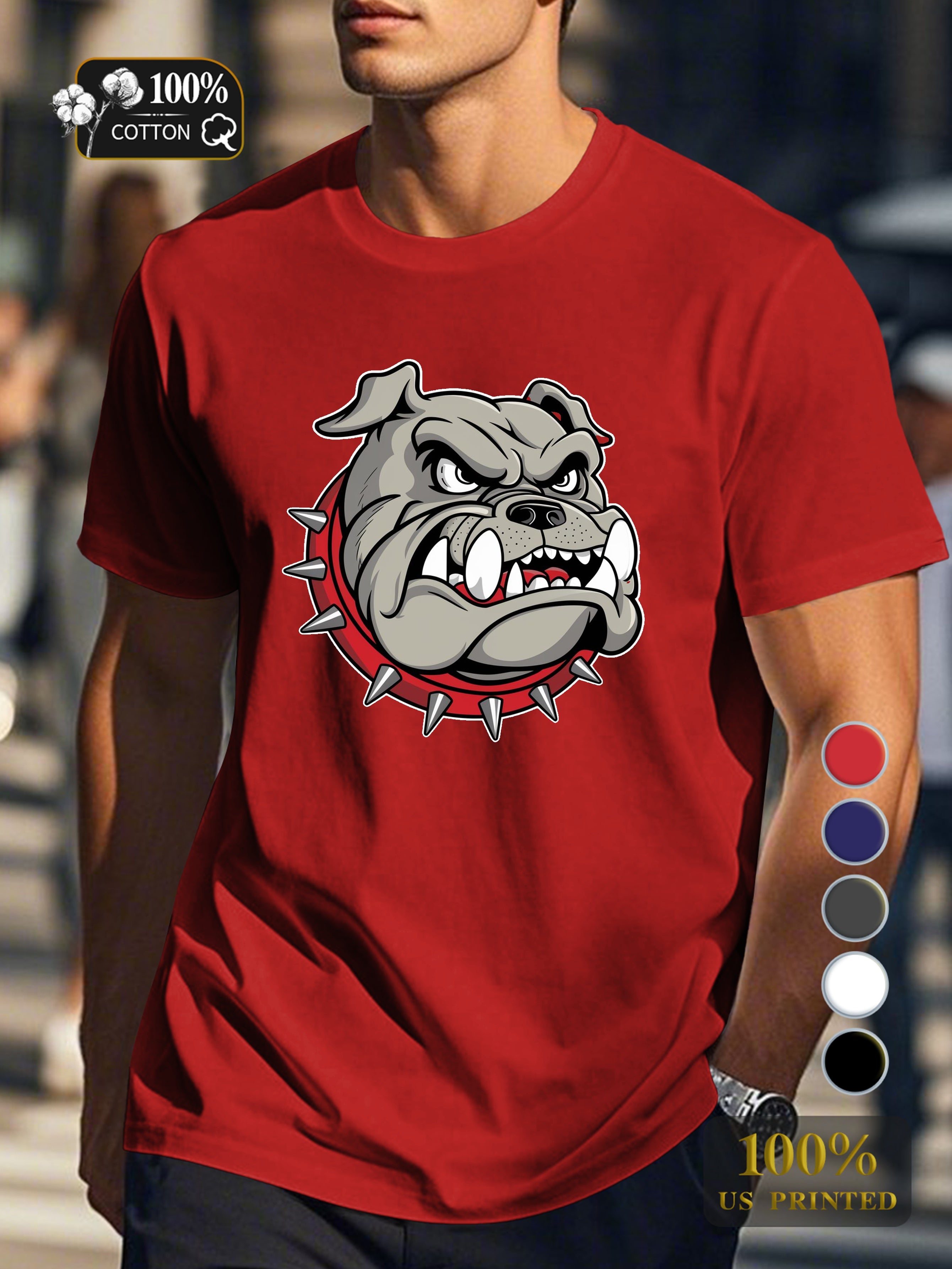 Fierce bulldog illustration Men's pure cotton Tshirt Comfort Fit