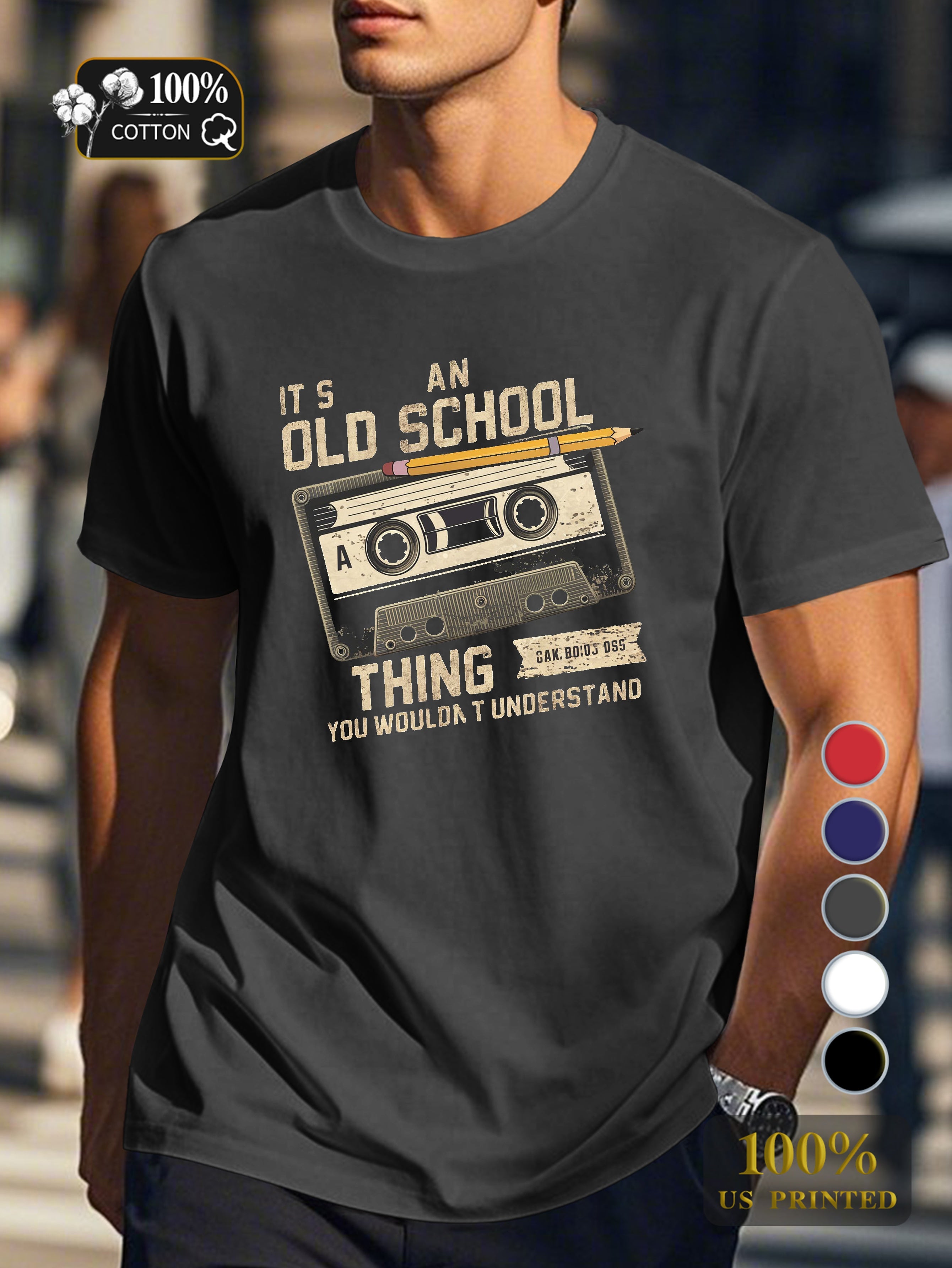 A nostalgic audio cassette tape Men's pure cotton Tshirt Comfort Fit