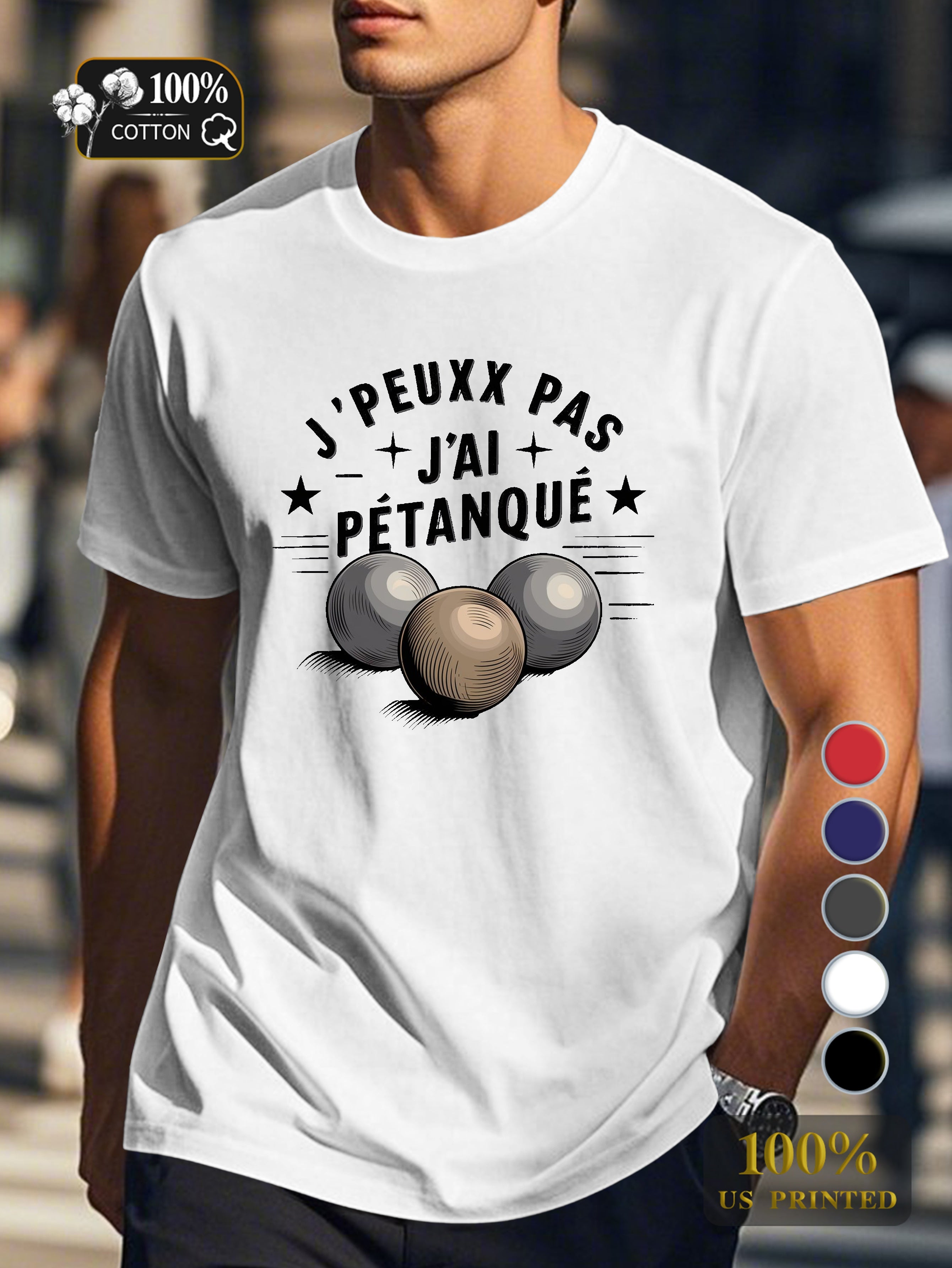 I CAN T I HAVE PETANQUE Men's pure cotton Tshirt Comfort Fit