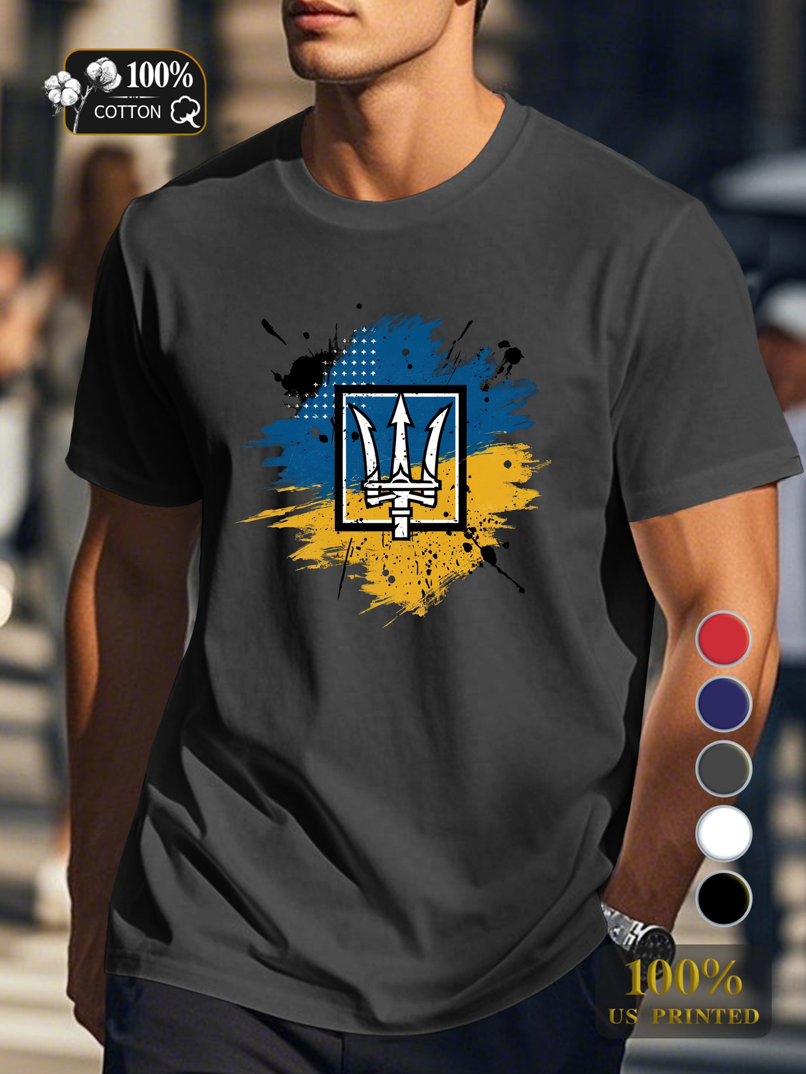 Trident emblem illustration Men's pure cotton Tshirt Comfort Fit