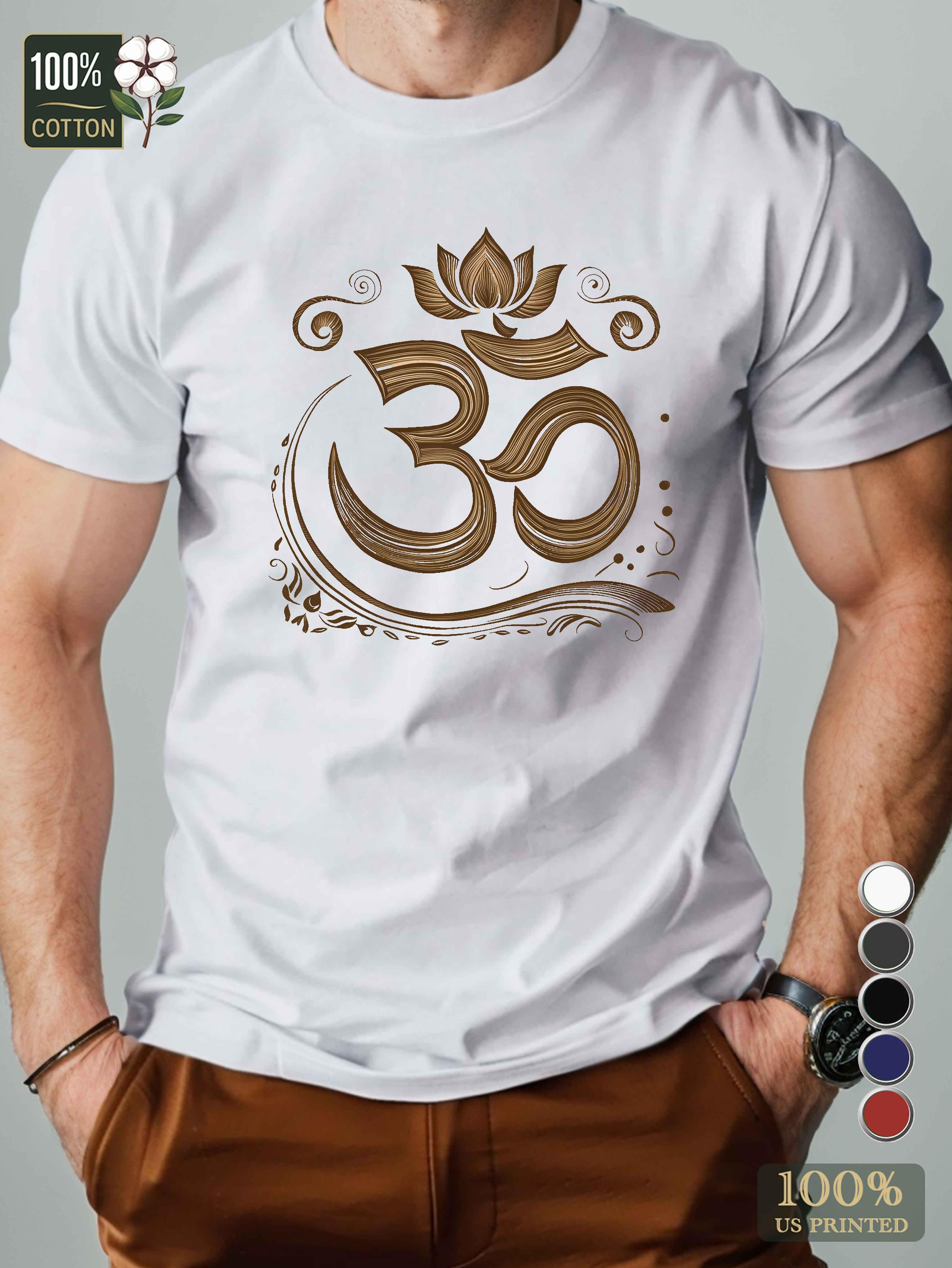 Stylized Om symbol pattern Men's pure cotton Tshirt Comfort Fit