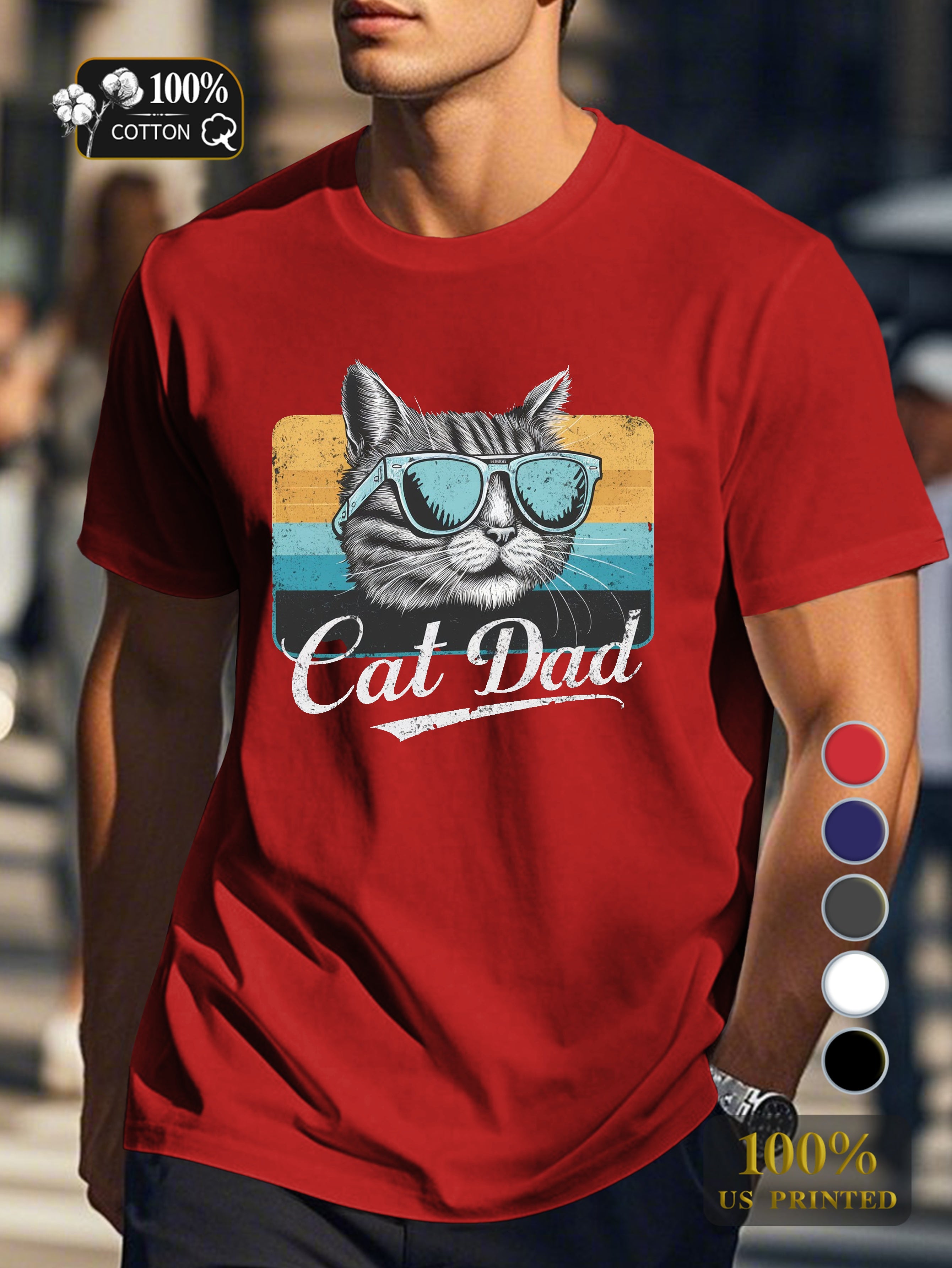 Cat Dad Men's pure cotton Tshirt Comfort Fit