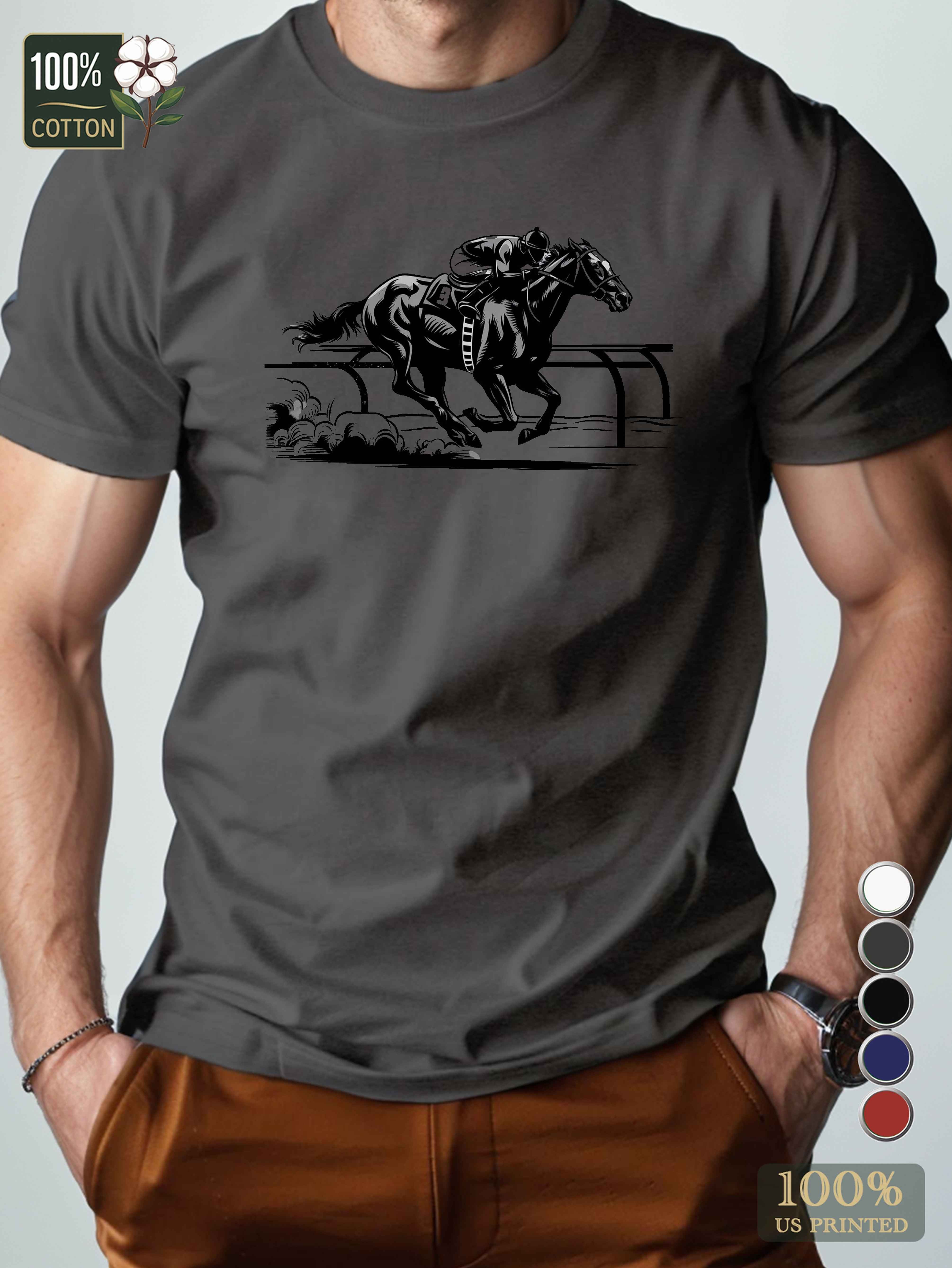 vintage horse racing Men's pure cotton Tshirt Comfort Fit